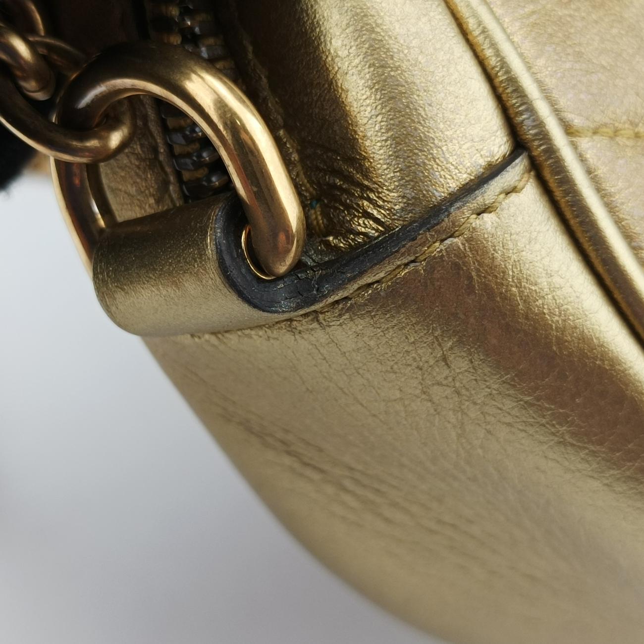 Pre-owned Gucci GG Marmont Pink×golden Leather 550154 shoulderbag | stylenewstar