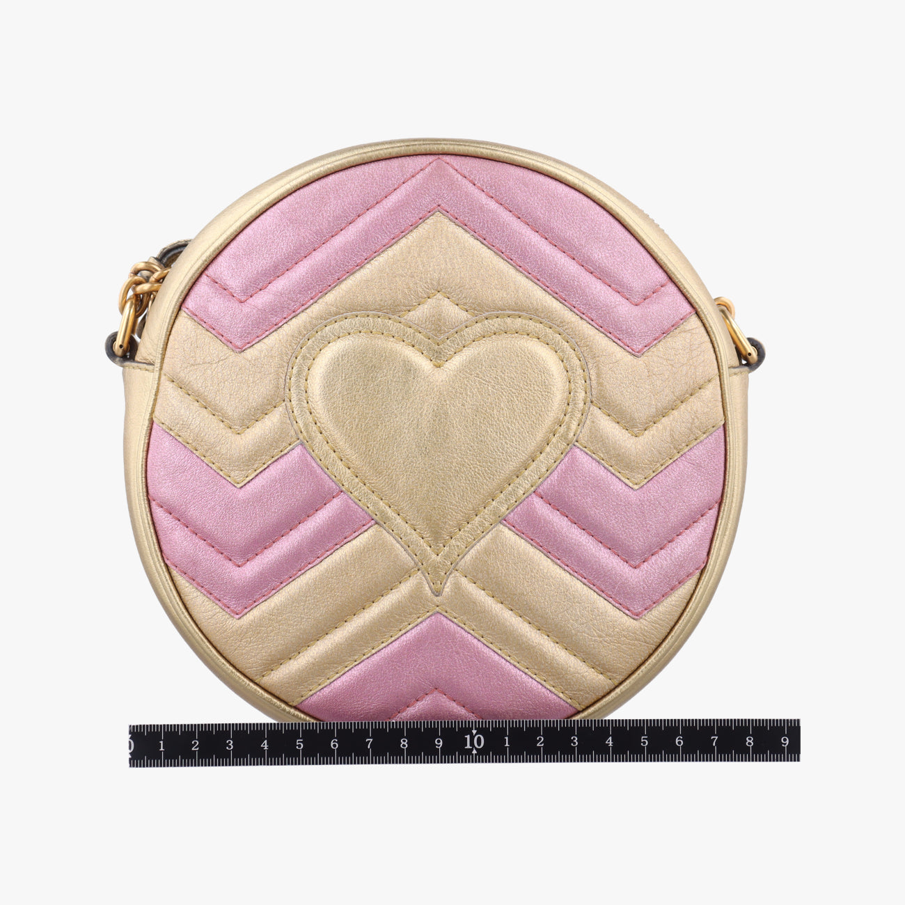 Pre-owned Gucci GG Marmont Pink×golden Leather 550154 shoulderbag | stylenewstar