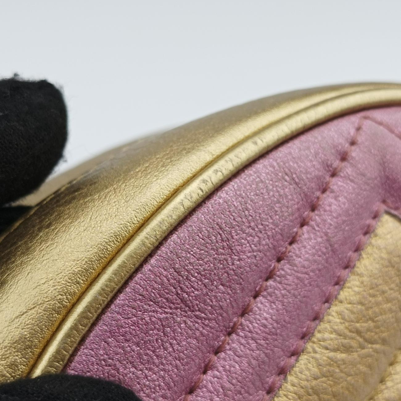 Pre-owned Gucci GG Marmont Pink×golden Leather 550154 shoulderbag | stylenewstar