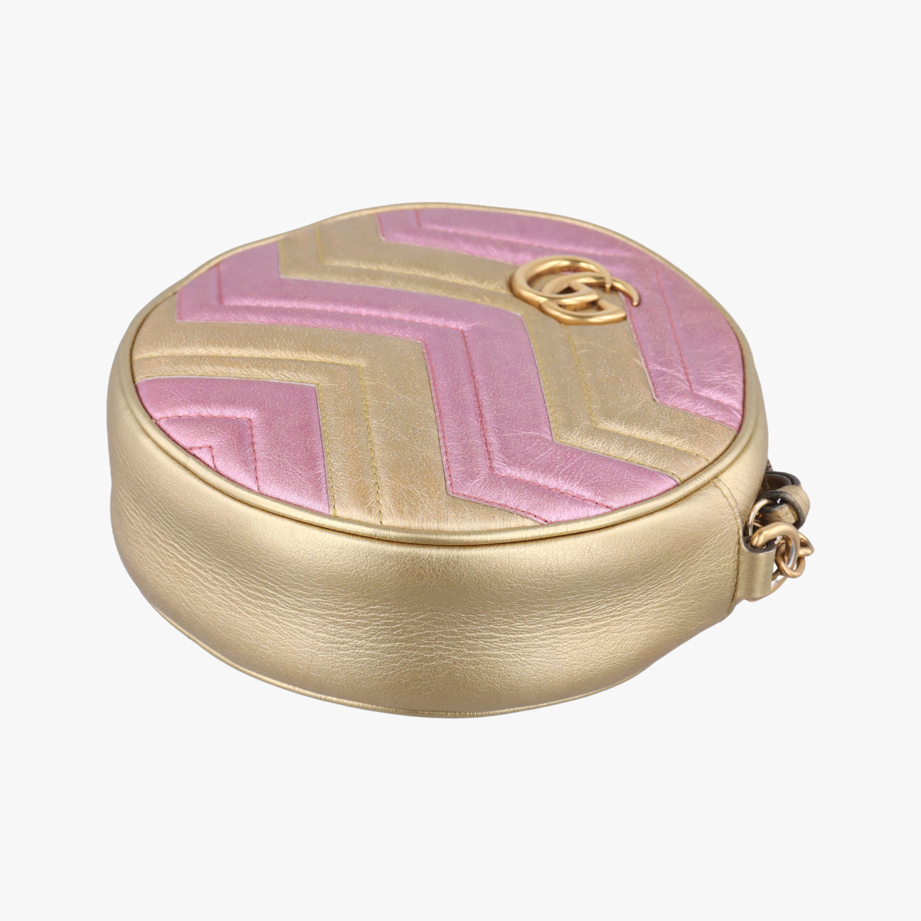 Pre-owned Gucci GG Marmont Pink×golden Leather 550154 shoulderbag | stylenewstar