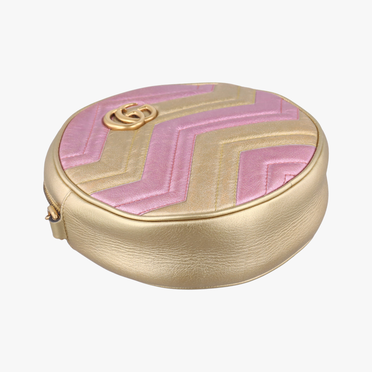 Pre-owned Gucci GG Marmont Pink×golden Leather 550154 shoulderbag | stylenewstar