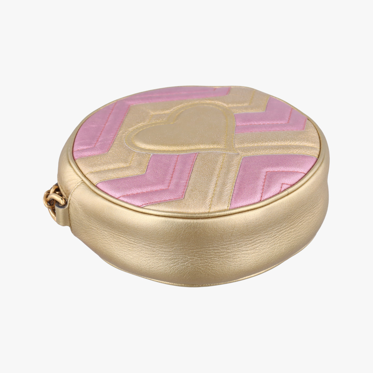 Pre-owned Gucci GG Marmont Pink×golden Leather 550154 shoulderbag | stylenewstar