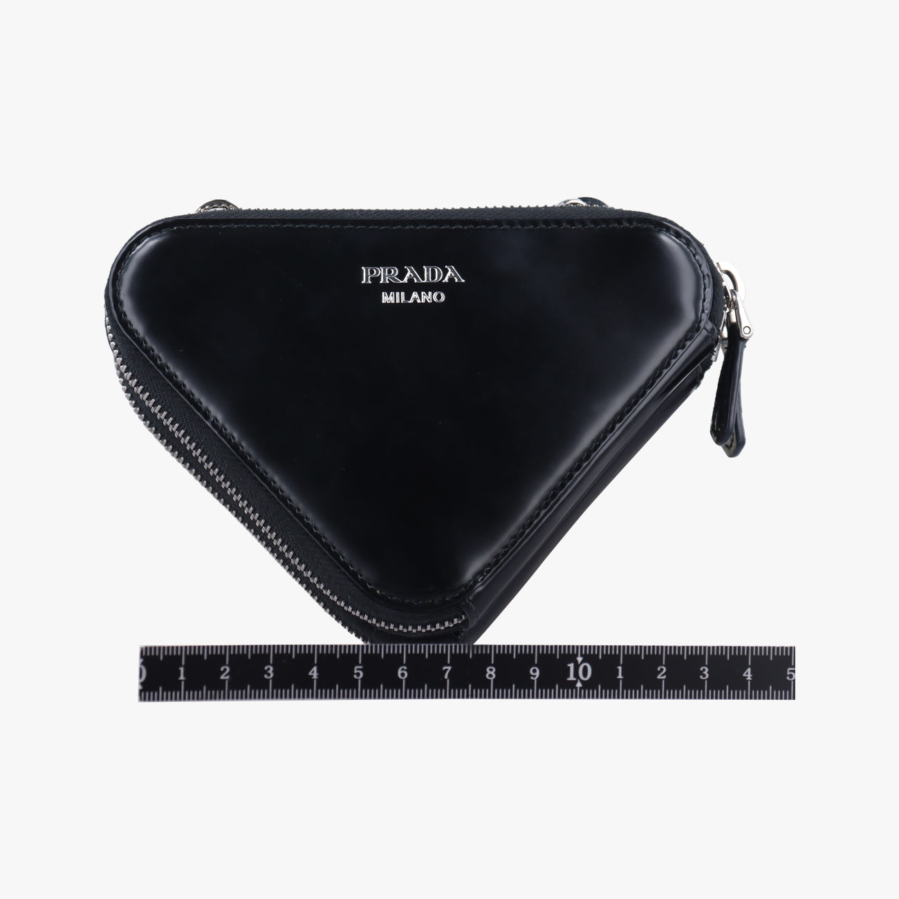 Pre-owned Prada Triangle Crystal Black Leather 1NR015 shoulderbag | stylenewstar
