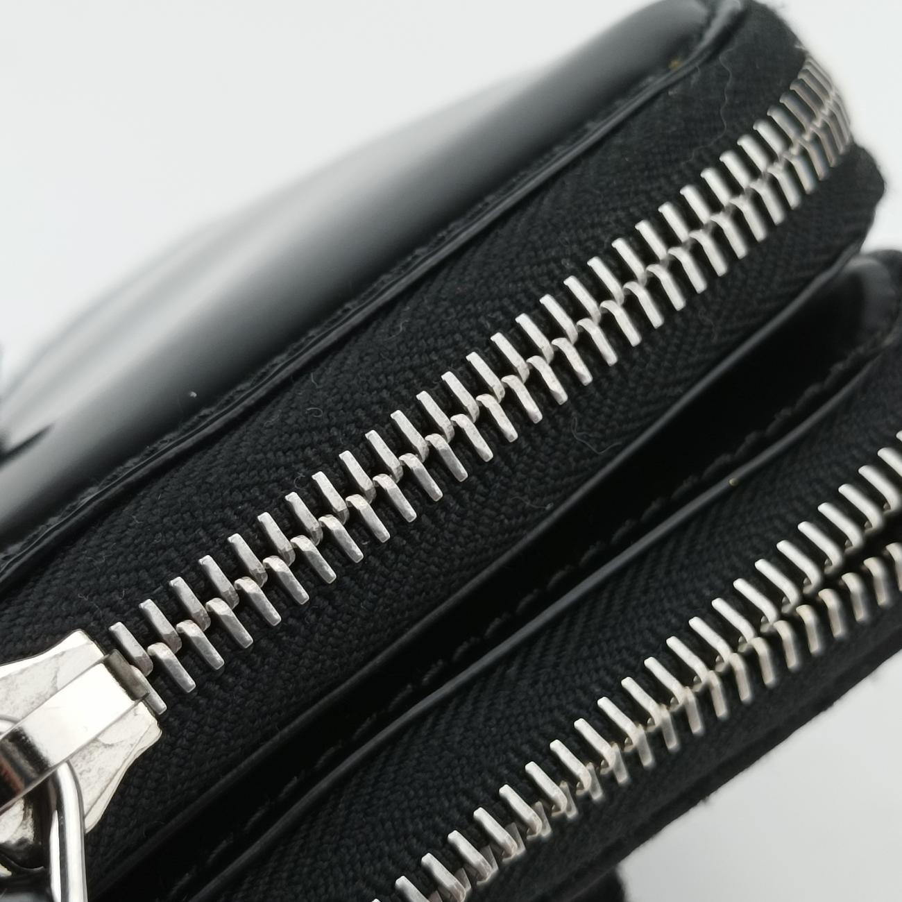 Pre-owned Prada Triangle Crystal Black Leather 1NR015 shoulderbag | stylenewstar