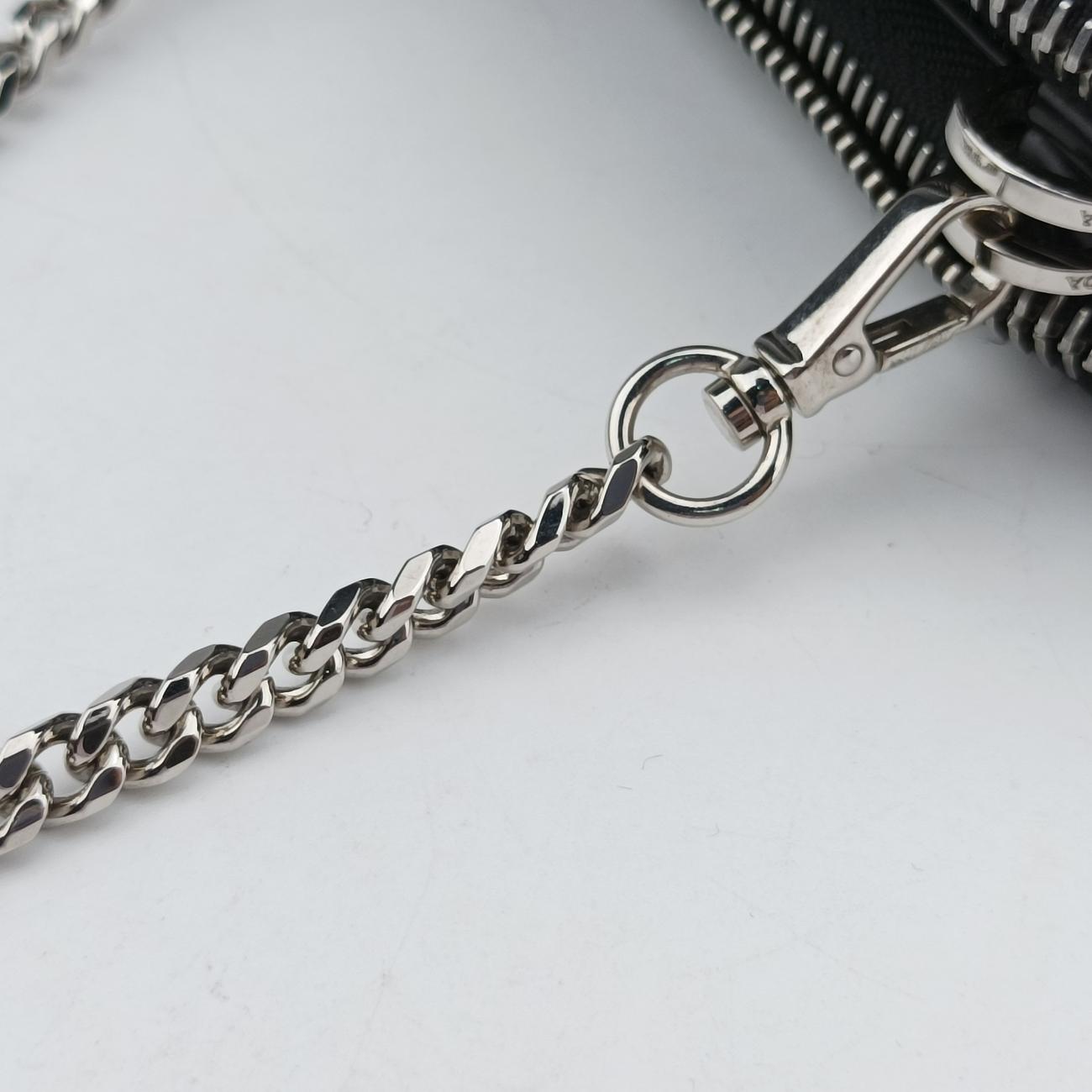 Pre-owned Prada Triangle Crystal Black Leather 1NR015 shoulderbag | stylenewstar