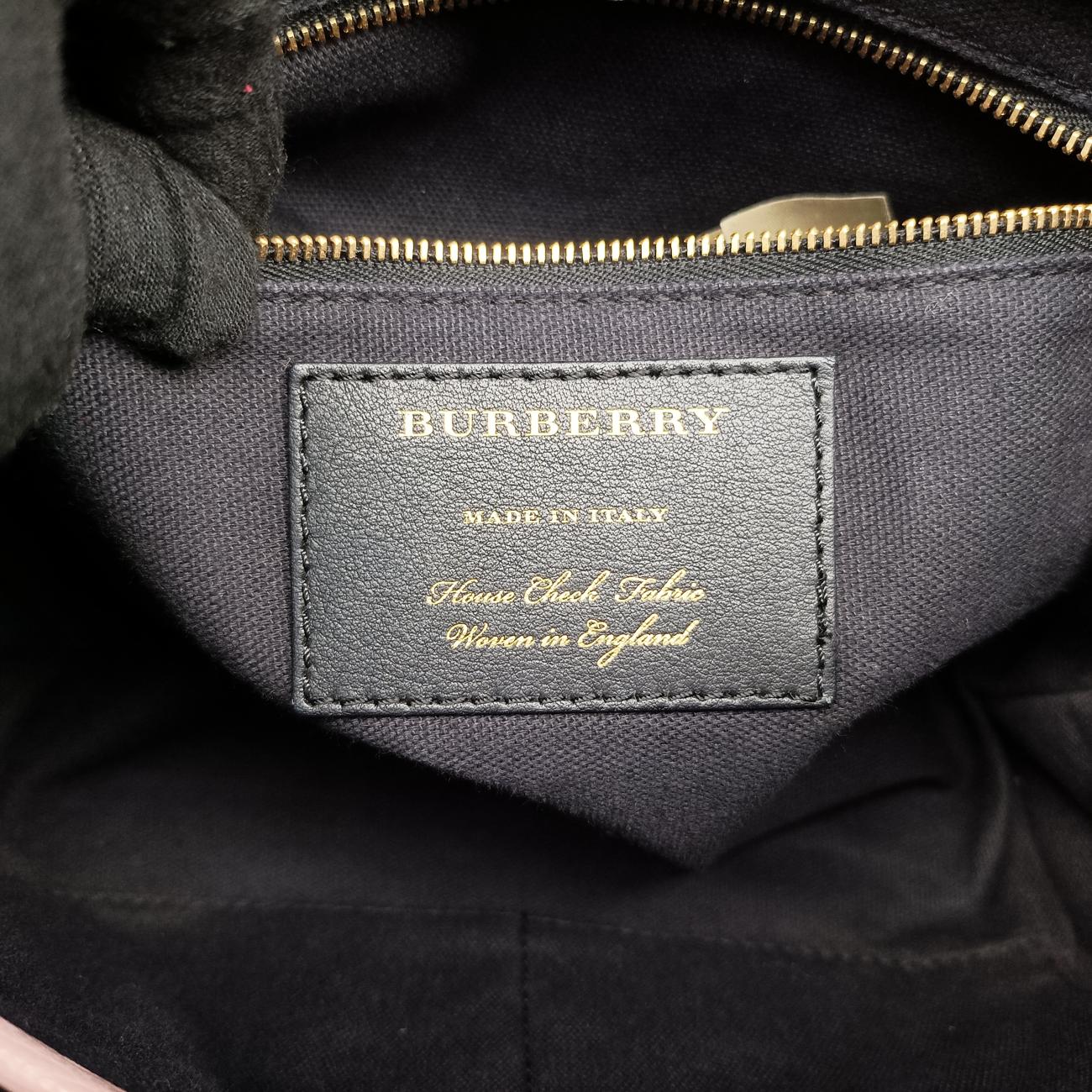 Pre-owned Burberry House Check The Banner Pink Leather ×Canvas  shoulderbag | stylenewstar
