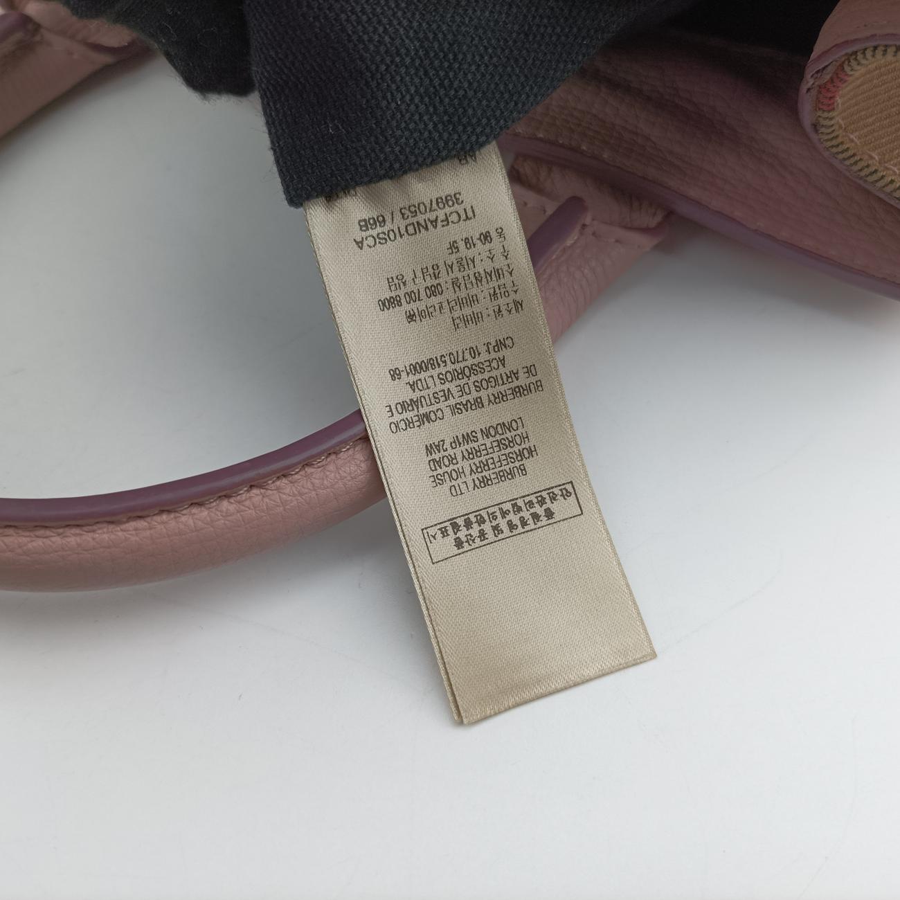 Pre-owned Burberry House Check The Banner Pink Leather ×Canvas  shoulderbag | stylenewstar