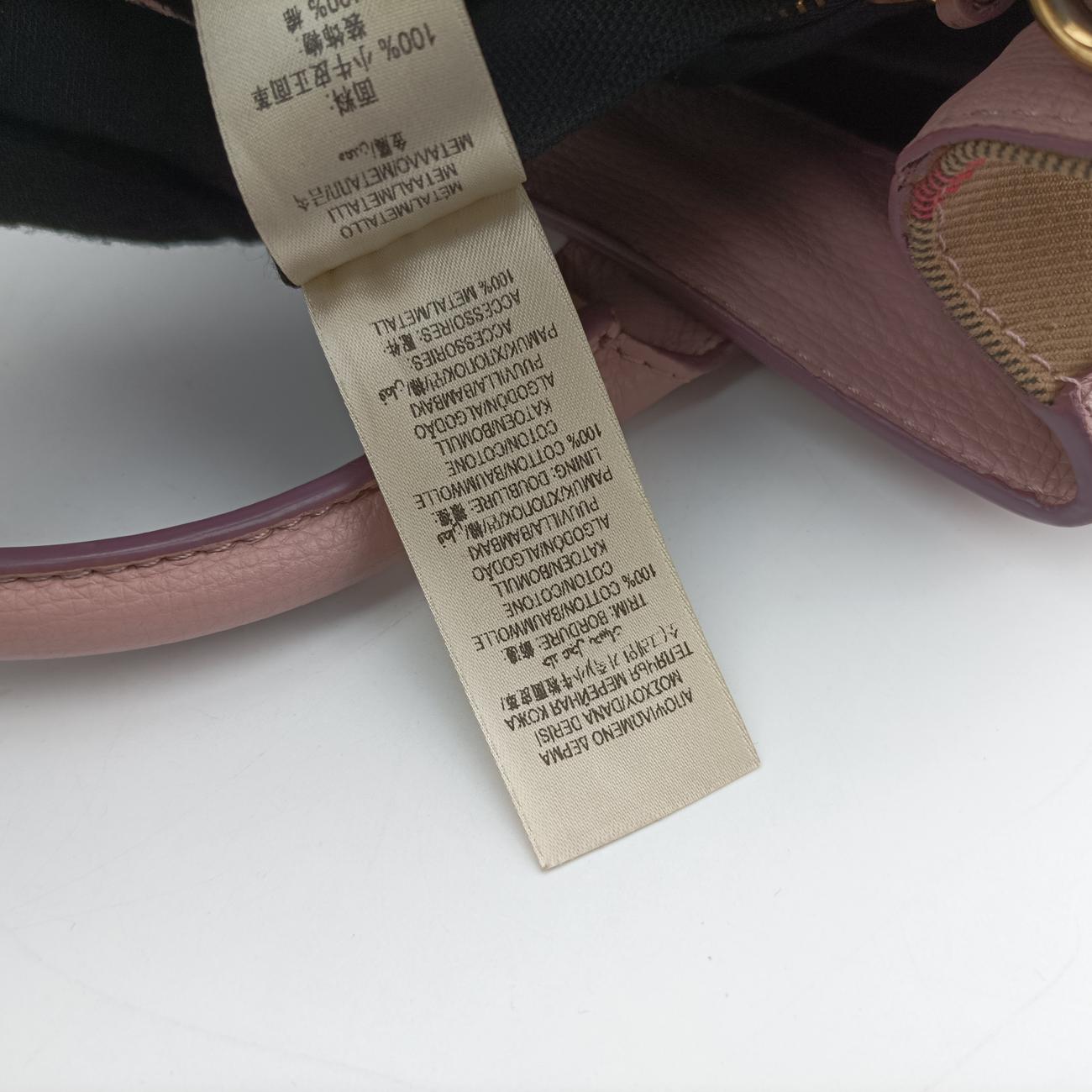 Pre-owned Burberry House Check The Banner Pink Leather ×Canvas  shoulderbag | stylenewstar