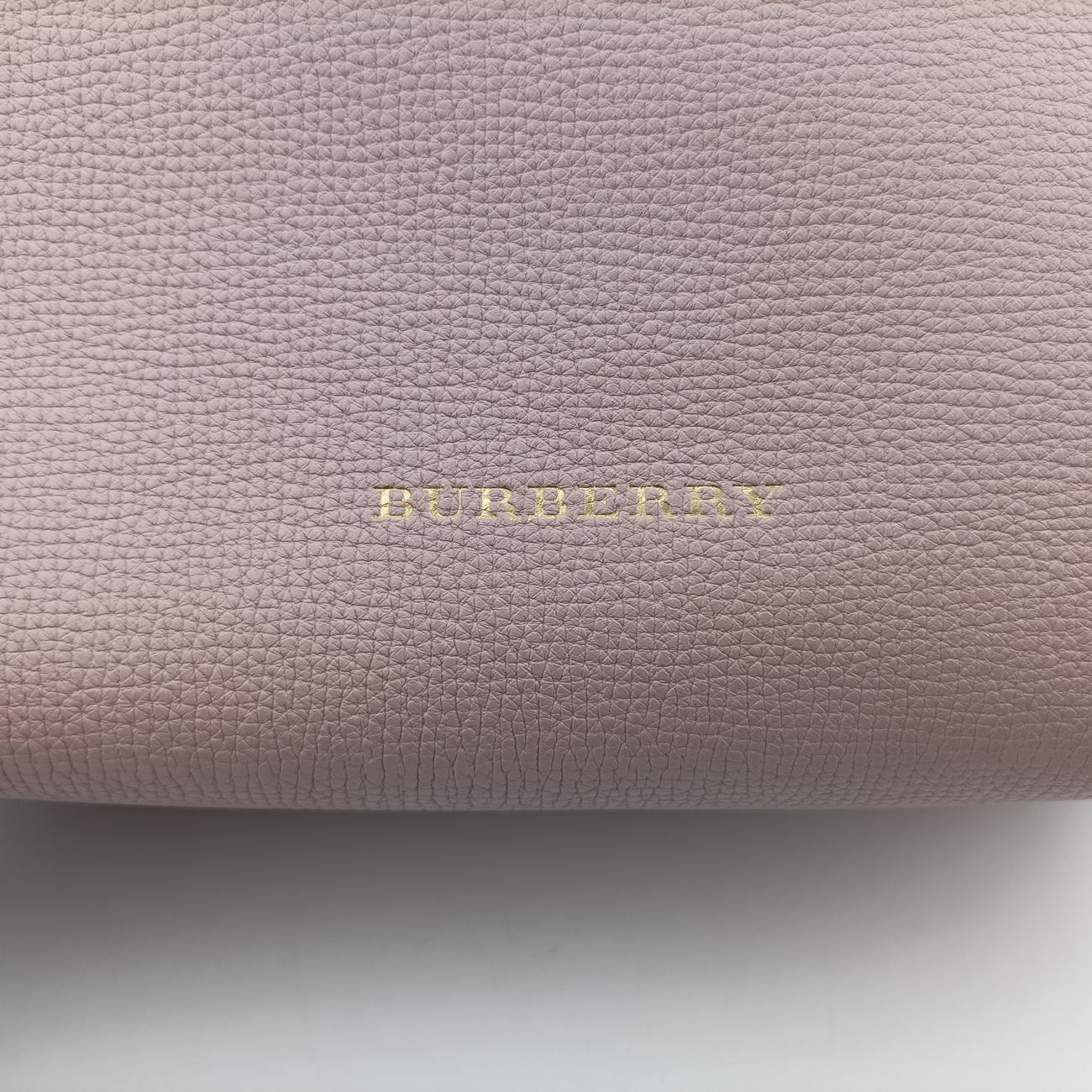 Pre-owned Burberry House Check The Banner Pink Leather ×Canvas  shoulderbag | stylenewstar
