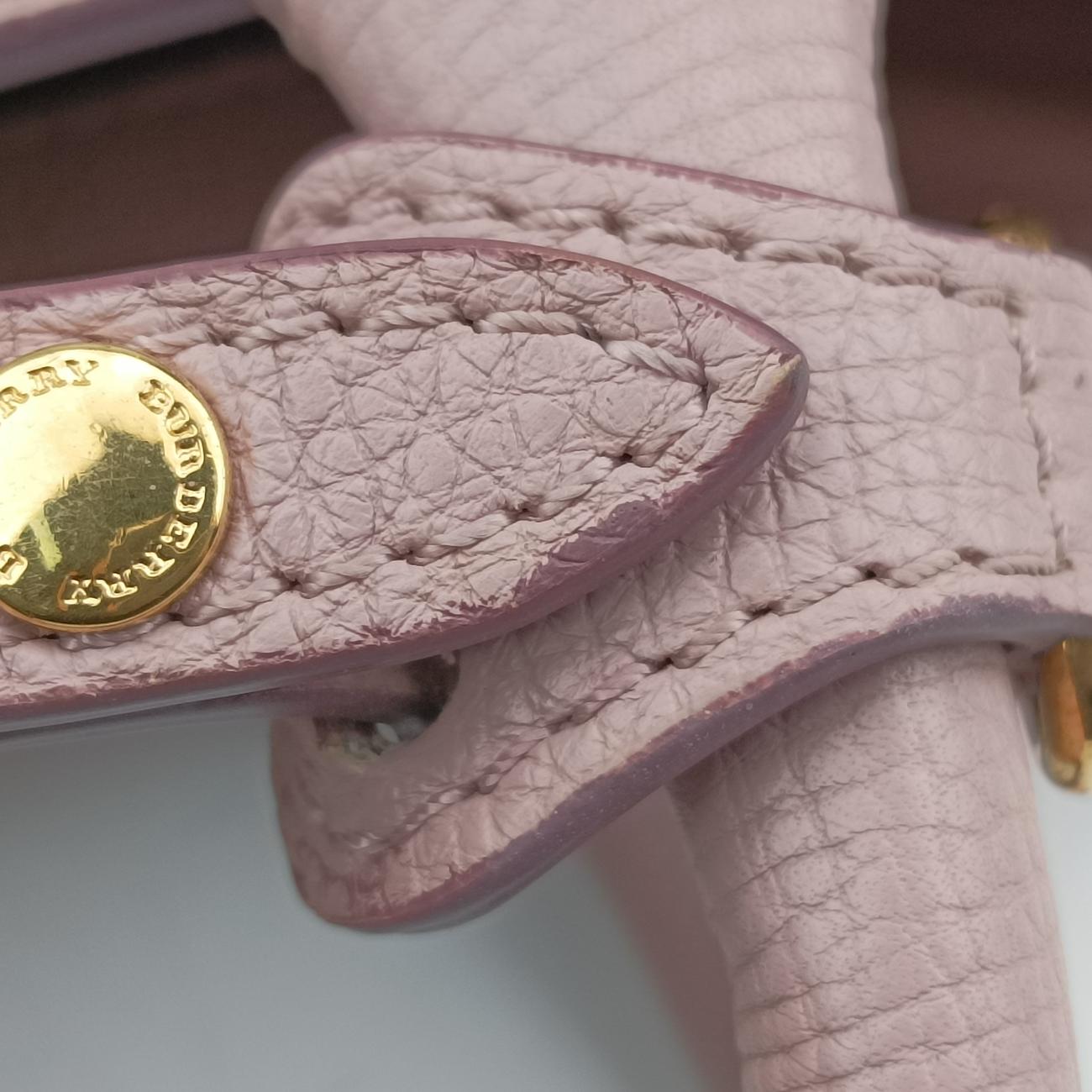 Pre-owned Burberry House Check The Banner Pink Leather ×Canvas  shoulderbag | stylenewstar