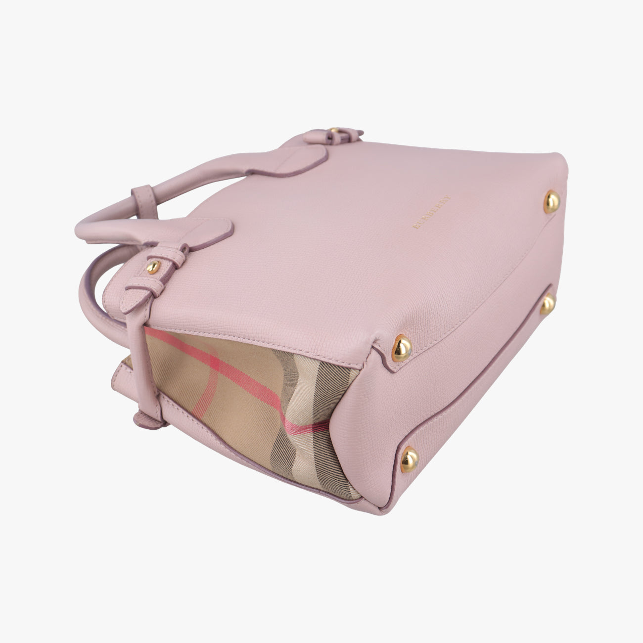 Pre-owned Burberry House Check The Banner Pink Leather ×Canvas  shoulderbag | stylenewstar