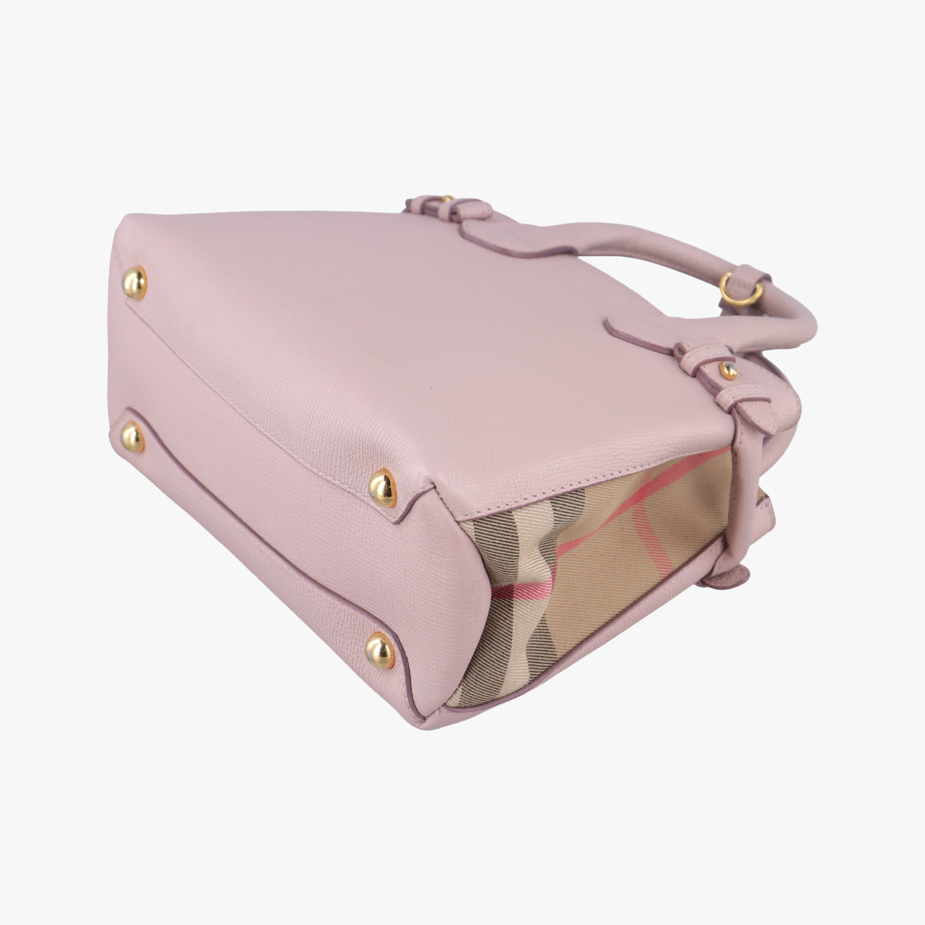 Pre-owned Burberry House Check The Banner Pink Leather ×Canvas  shoulderbag | stylenewstar