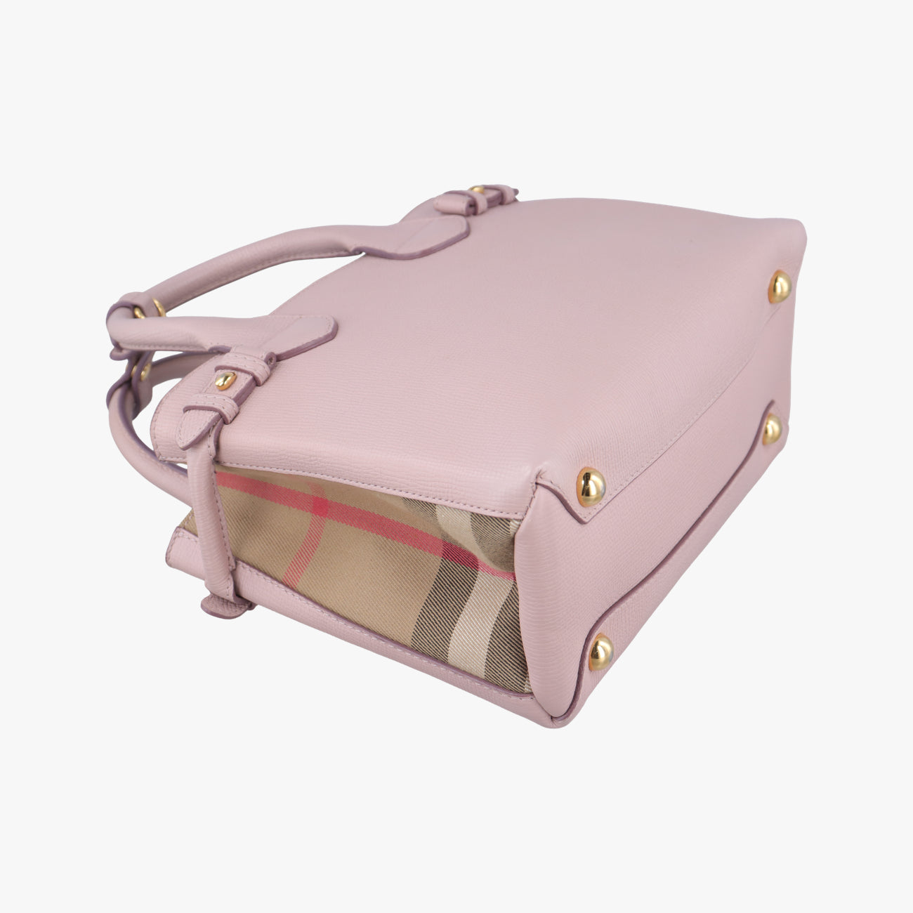 Pre-owned Burberry House Check The Banner Pink Leather ×Canvas  shoulderbag | stylenewstar