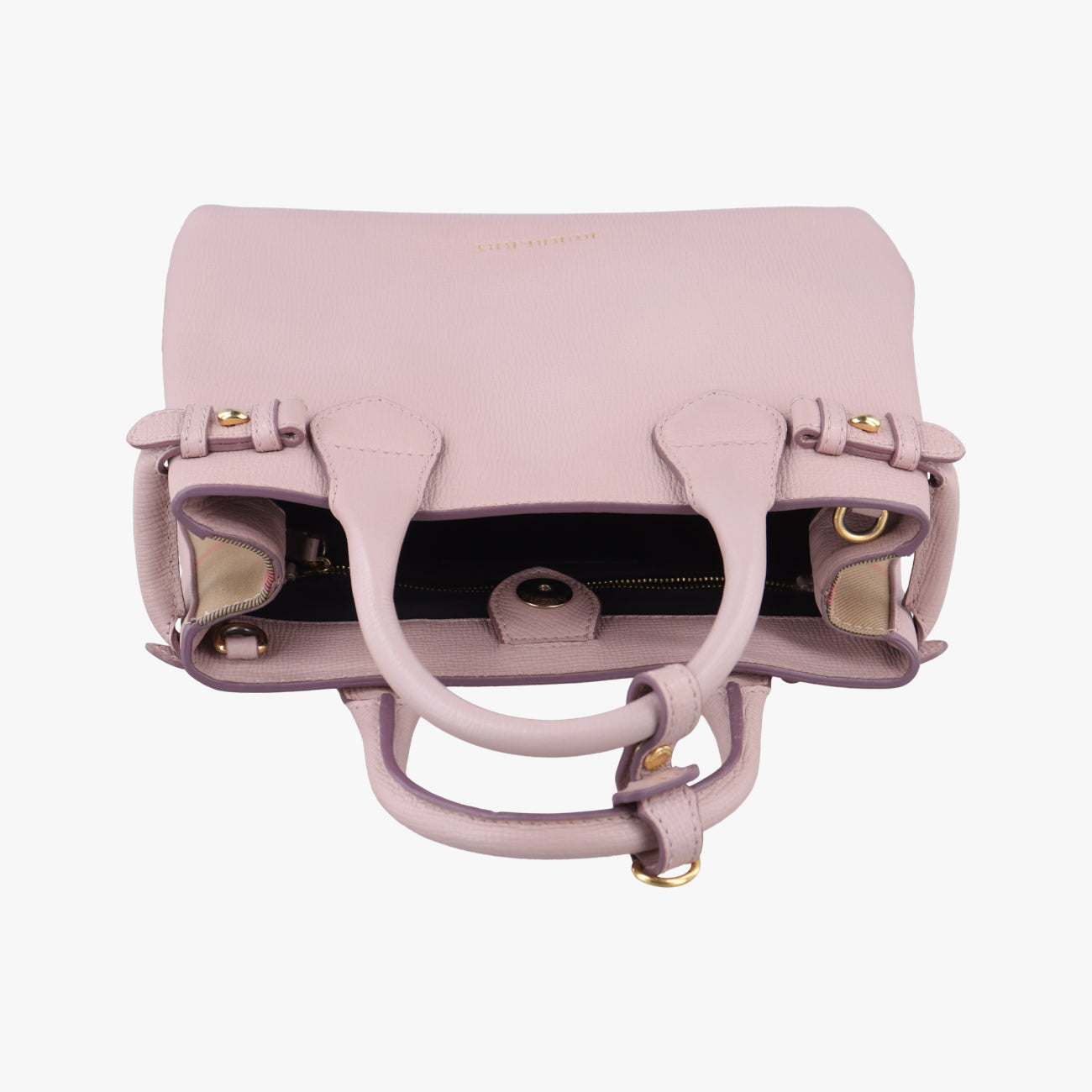 Pre-owned Burberry House Check The Banner Pink Leather ×Canvas  shoulderbag | stylenewstar