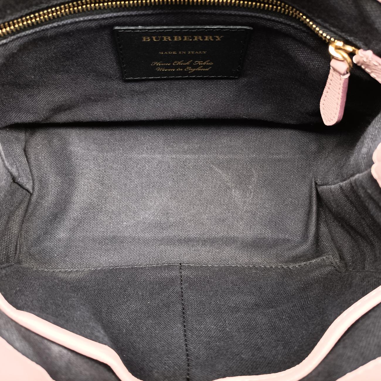 Pre-owned Burberry House Check The Banner Pink Leather ×Canvas  shoulderbag | stylenewstar