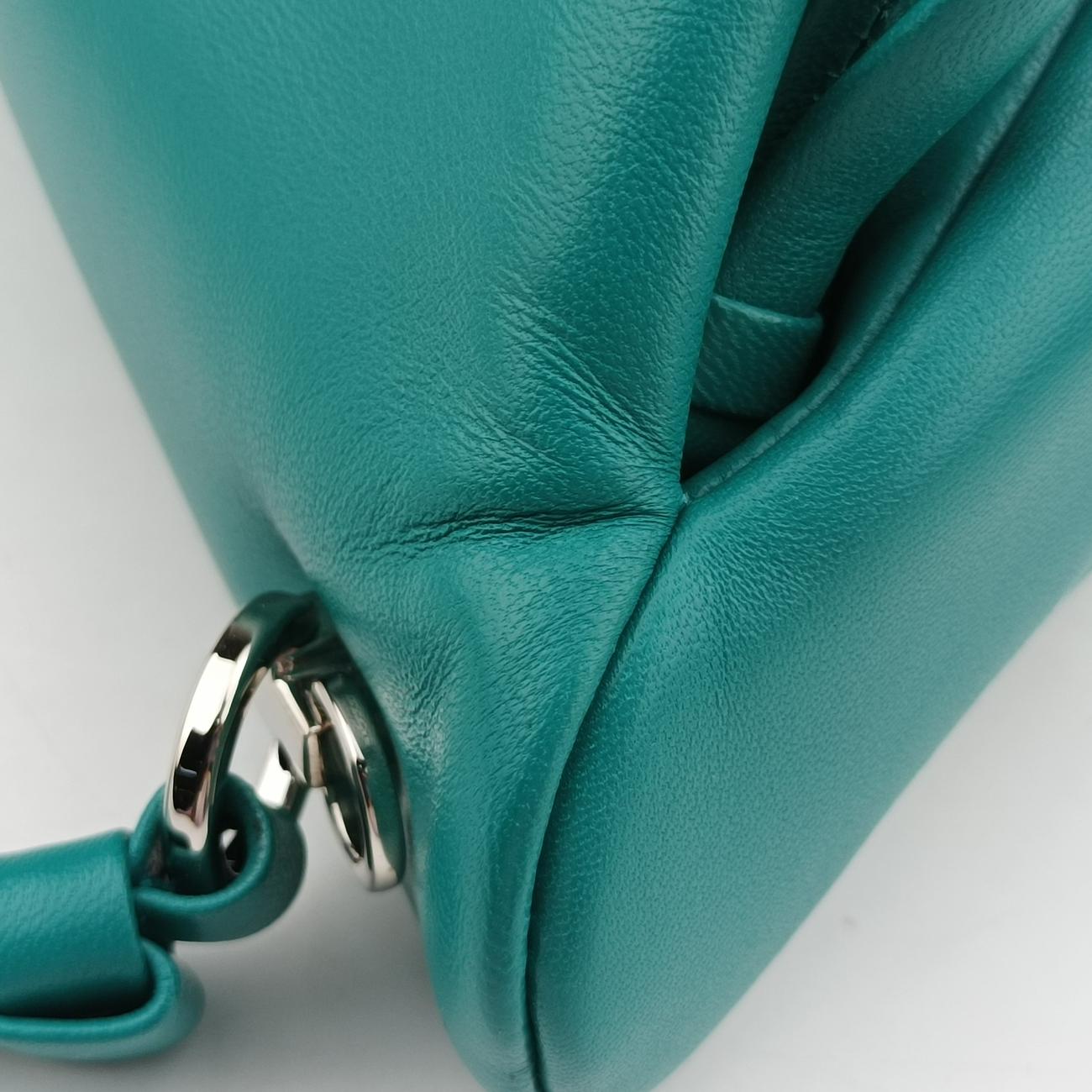 Pre-owned Prada Padded Nappa triangle Green Leather 1BA315 shoulderbag | stylenewstar