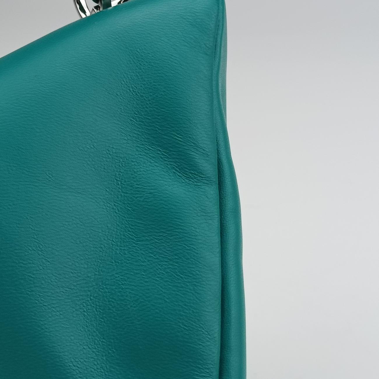 Pre-owned Prada Padded Nappa triangle Green Leather 1BA315 shoulderbag | stylenewstar