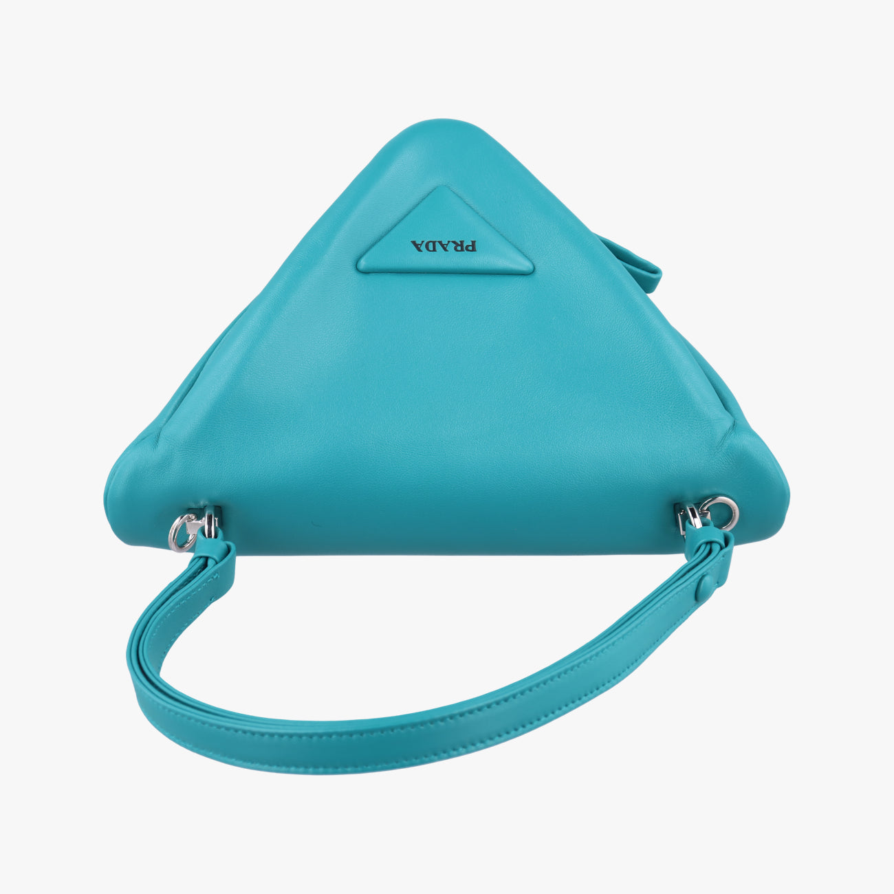 Pre-owned Prada Padded Nappa triangle Green Leather 1BA315 shoulderbag | stylenewstar