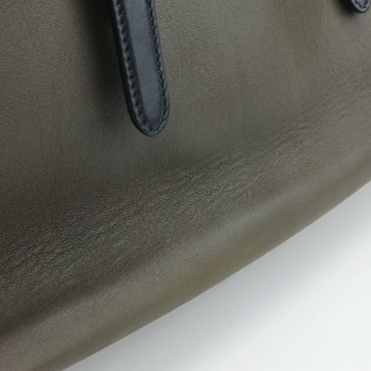 Pre-owned Prada Prada City Calf Double Green×Black Leather  handbag | stylenewstar