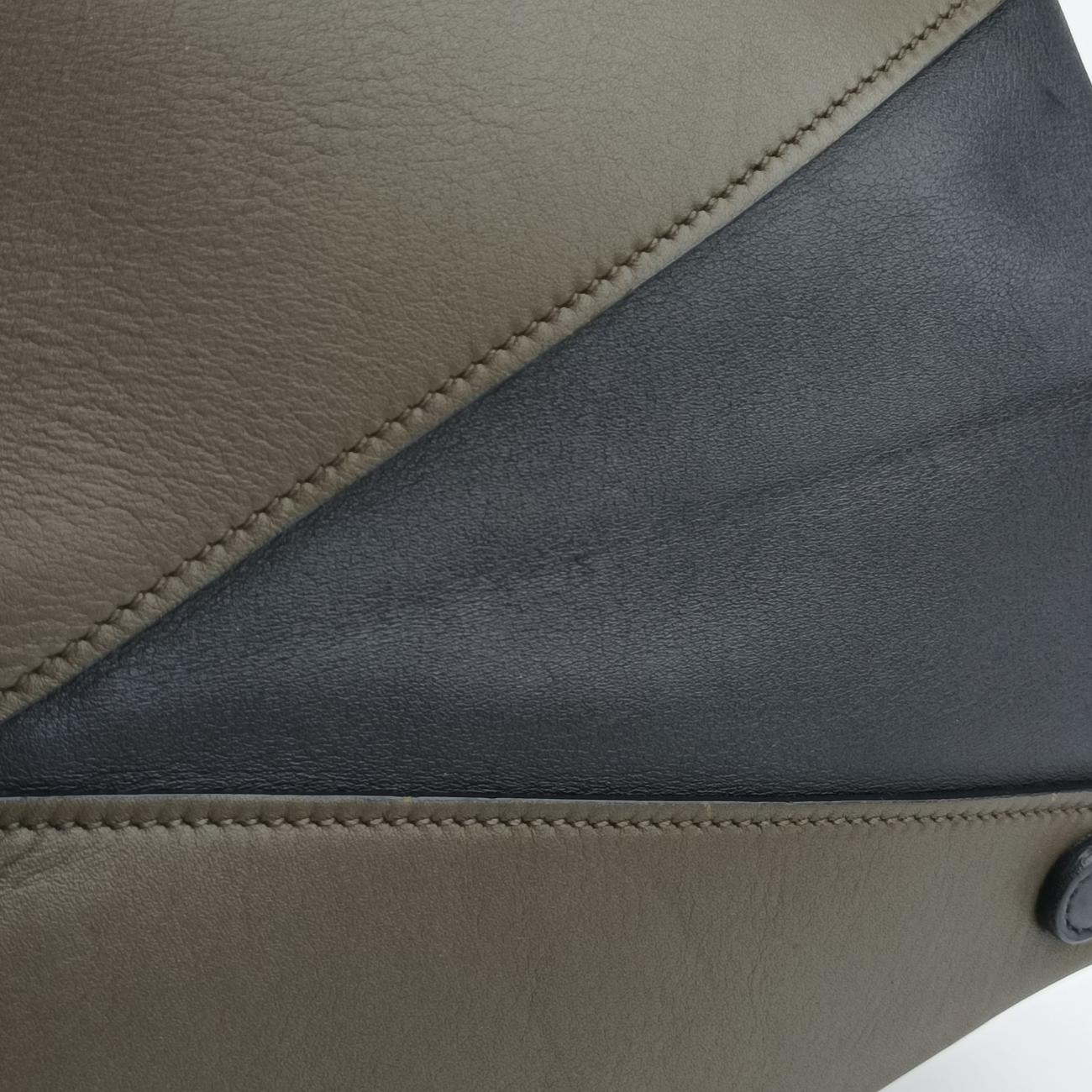 Pre-owned Prada Prada City Calf Double Green×Black Leather  handbag | stylenewstar