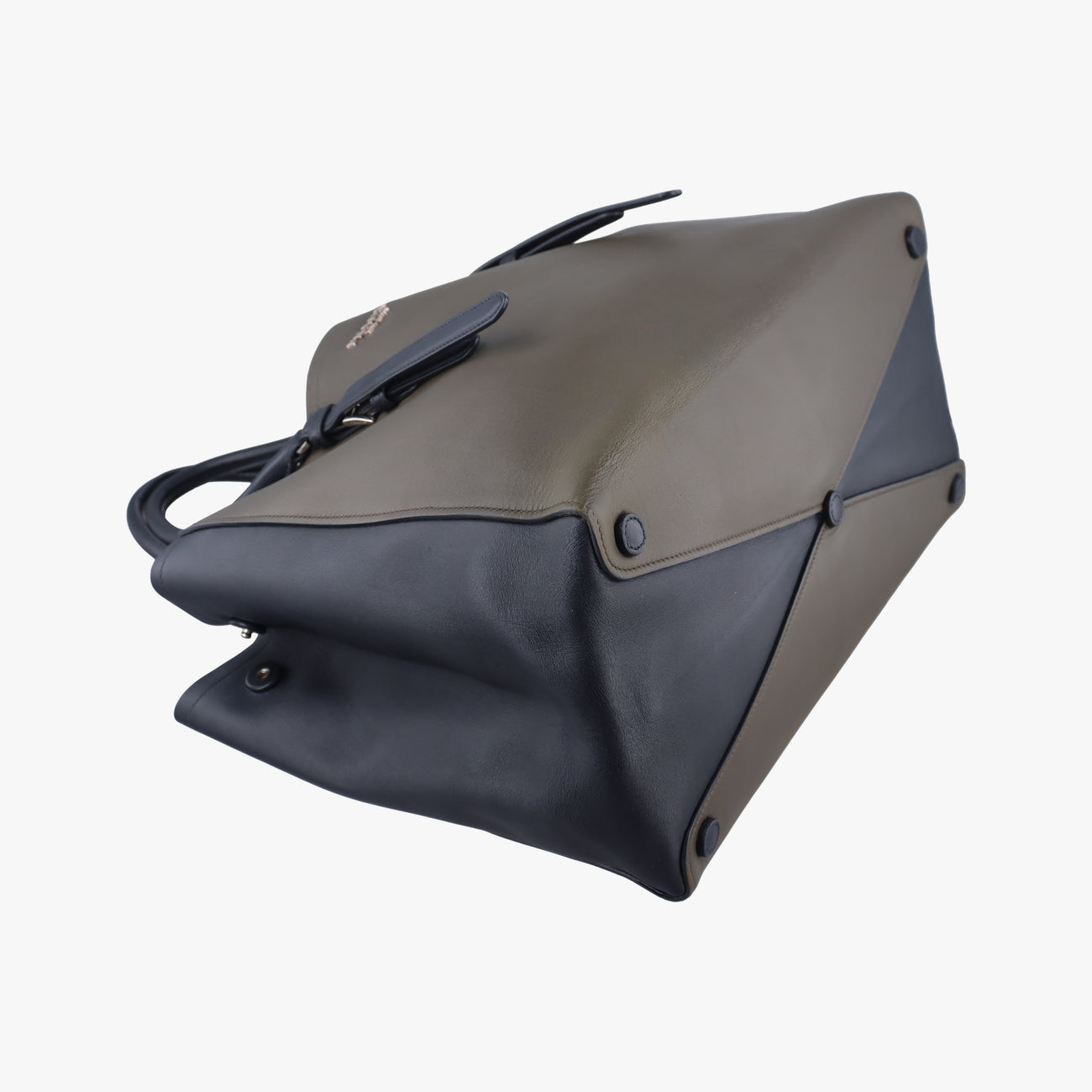 Pre-owned Prada Prada City Calf Double Green×Black Leather  handbag | stylenewstar