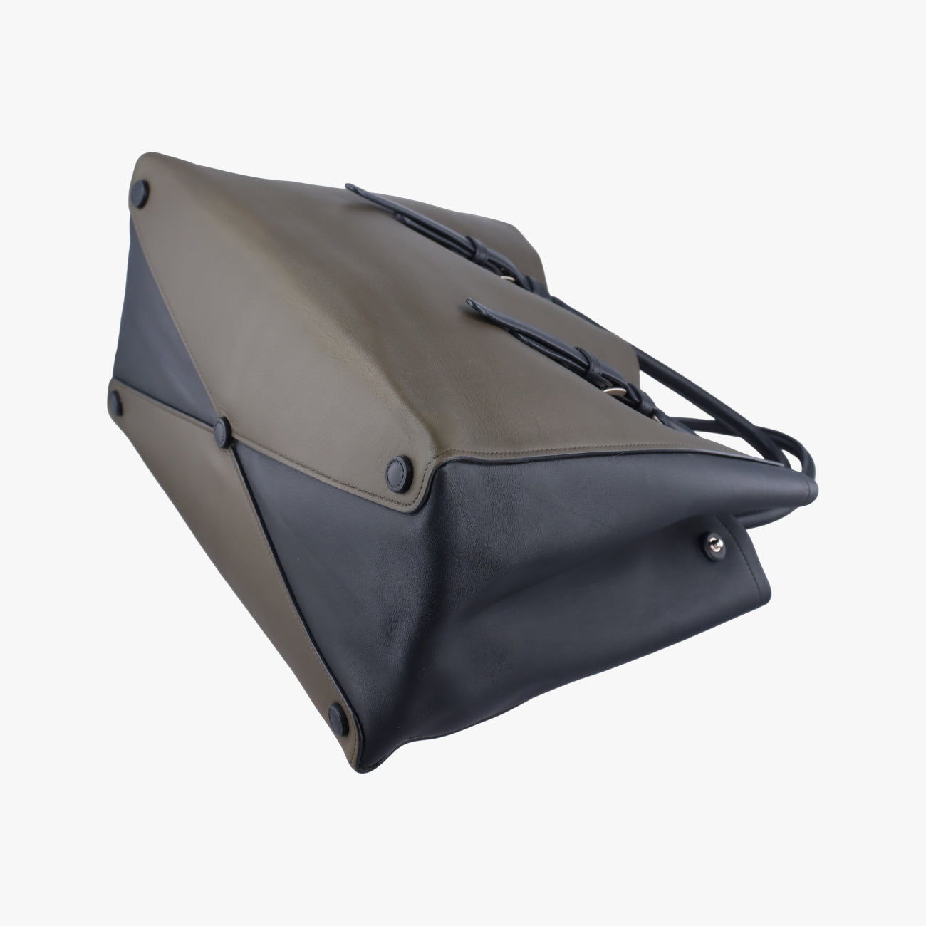 Pre-owned Prada Prada City Calf Double Green×Black Leather  handbag | stylenewstar