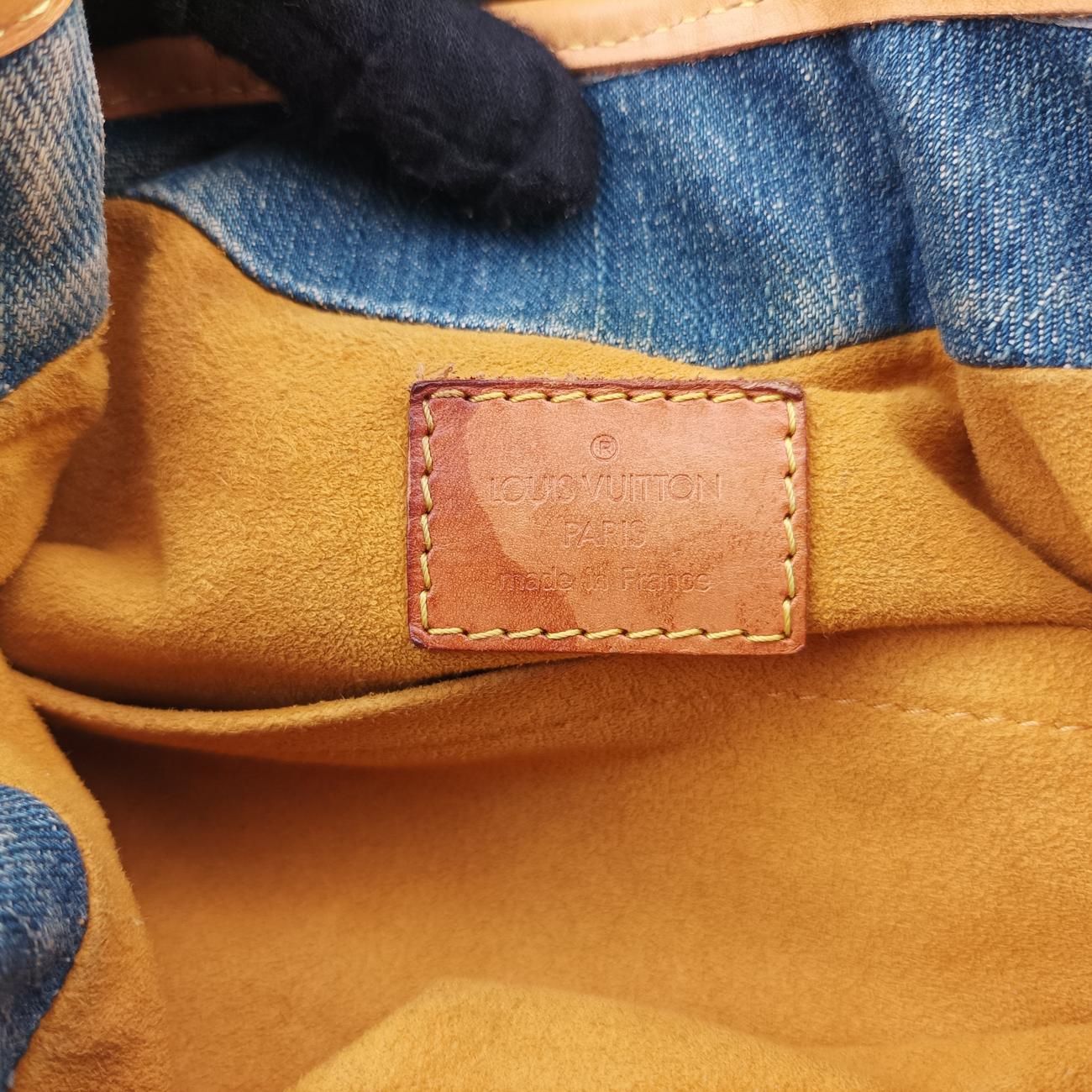 Pre-owned Louis Vuitton PrettyPretty Blue×Beige Monogram Denim M95020 clutchbag | stylenewstar