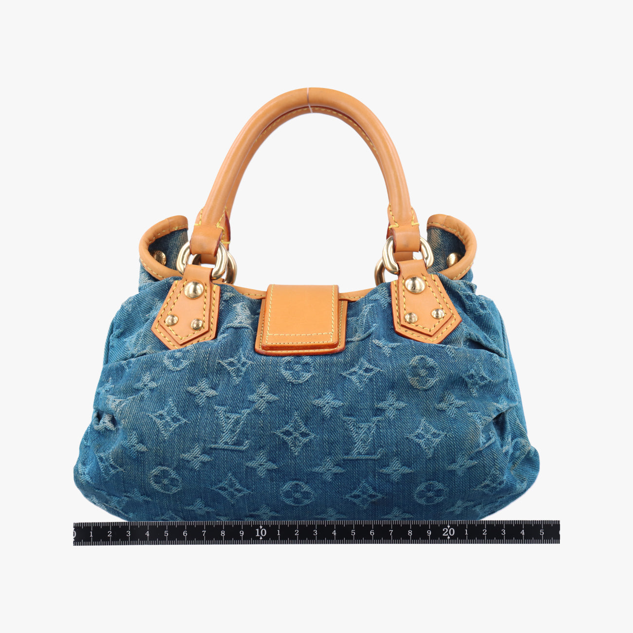 Pre-owned Louis Vuitton PrettyPretty Blue×Beige Monogram Denim M95020 clutchbag | stylenewstar