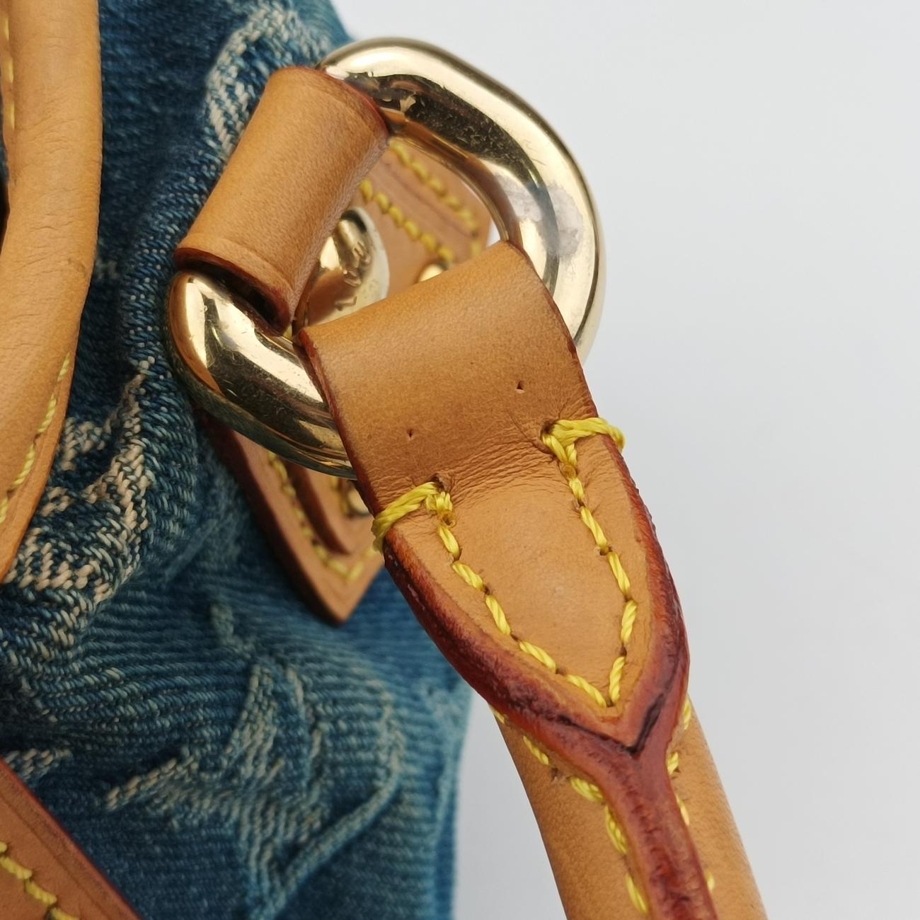 Pre-owned Louis Vuitton PrettyPretty Blue×Beige Monogram Denim M95020 clutchbag | stylenewstar