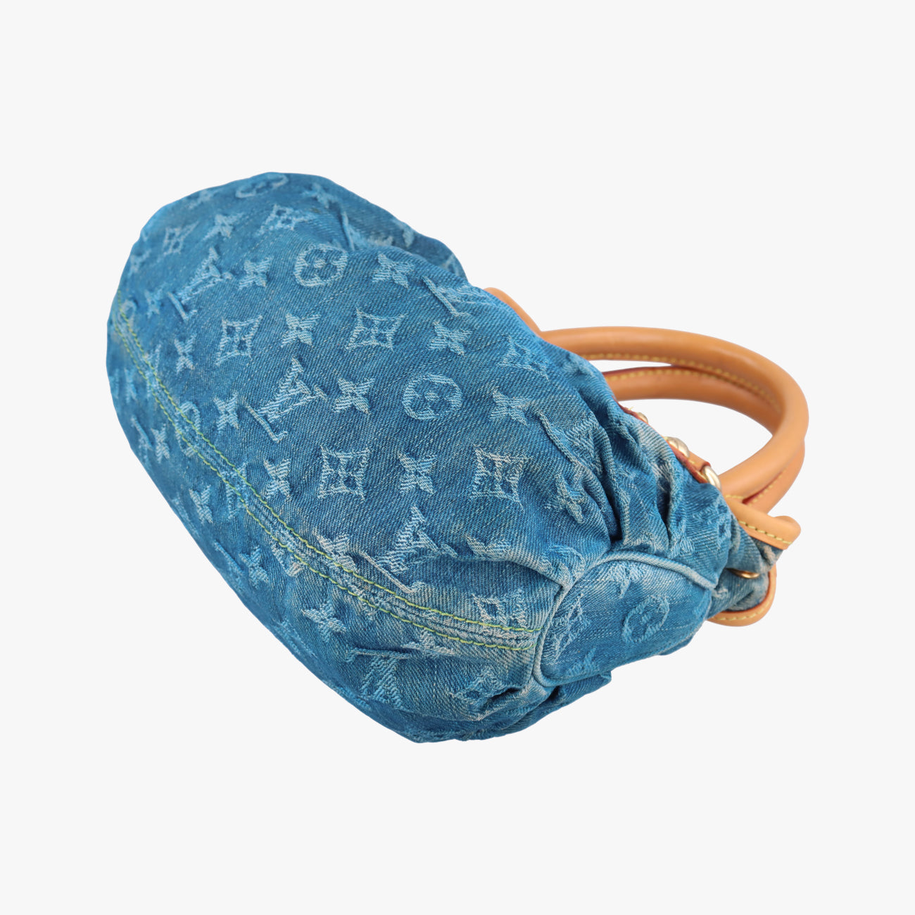 Pre-owned Louis Vuitton PrettyPretty Blue×Beige Monogram Denim M95020 clutchbag | stylenewstar