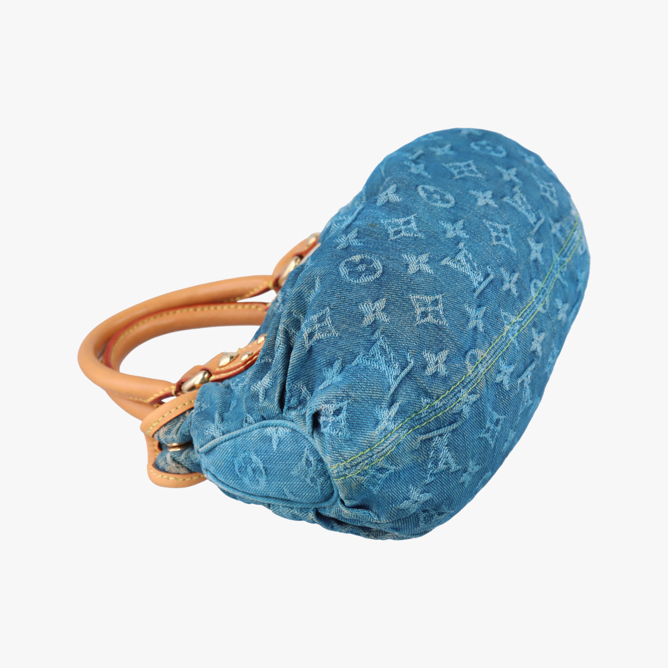 Pre-owned Louis Vuitton PrettyPretty Blue×Beige Monogram Denim M95020 clutchbag | stylenewstar