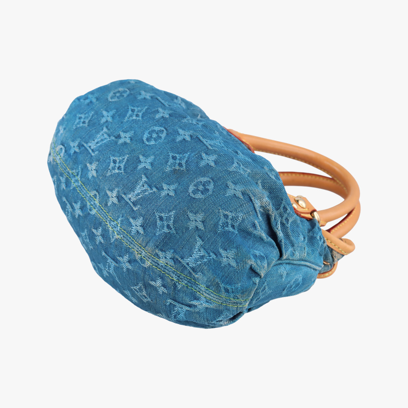 Pre-owned Louis Vuitton PrettyPretty Blue×Beige Monogram Denim M95020 clutchbag | stylenewstar