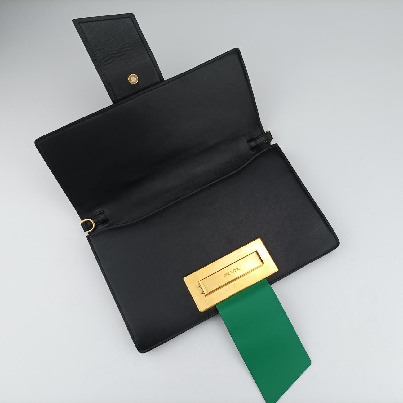 Secondhand Prada Floral Print Plex Metal Ribbon Green×Black×Multicolour Leather  shoulderbag | stylenewstar