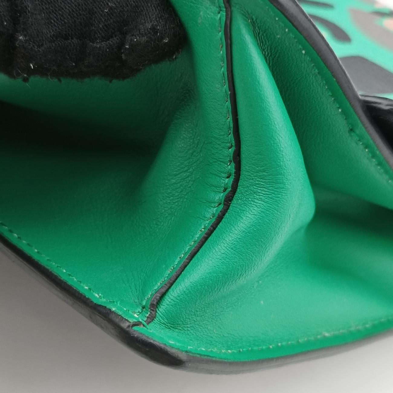 Secondhand Prada Floral Print Plex Metal Ribbon Green×Black×Multicolour Leather  shoulderbag | stylenewstar