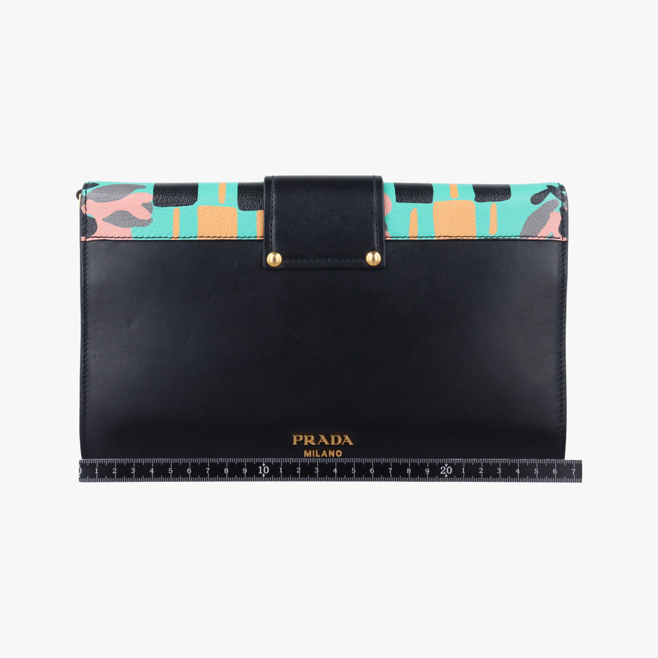 Secondhand Prada Floral Print Plex Metal Ribbon Green×Black×Multicolour Leather  shoulderbag | stylenewstar
