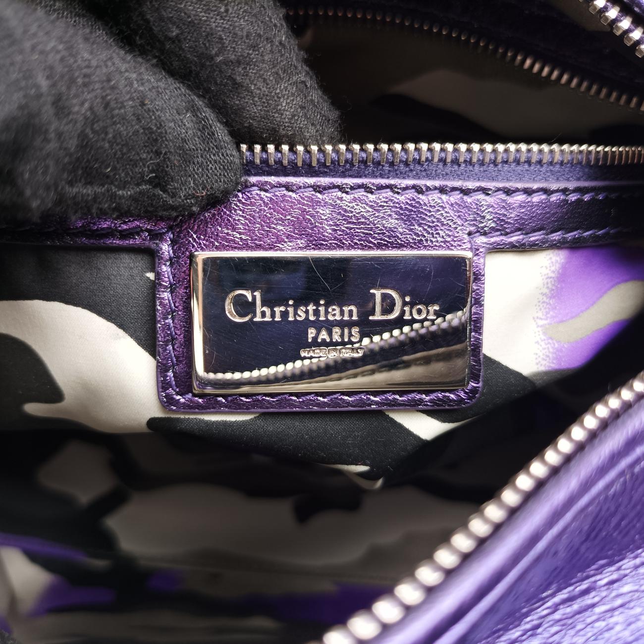 Pre-owned Christian Dior Lady Dior Purple x Orange x Brown Lambskin  shoulderbag | stylenewstar