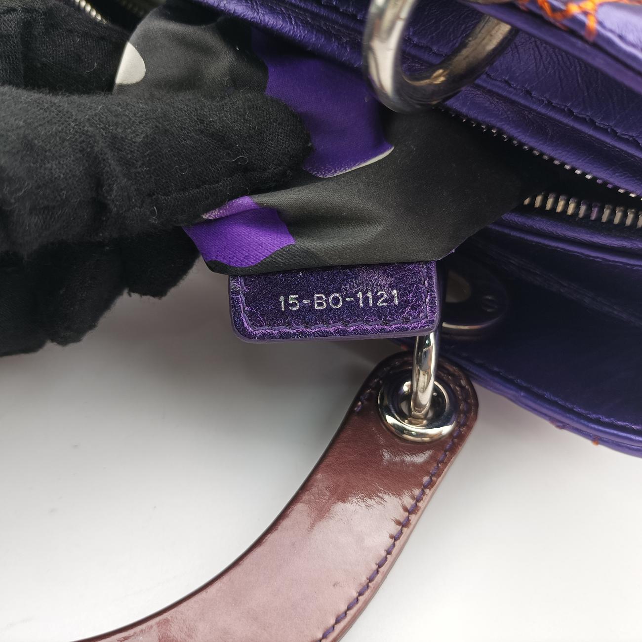 Pre-owned Christian Dior Lady Dior Purple x Orange x Brown Lambskin  shoulderbag | stylenewstar