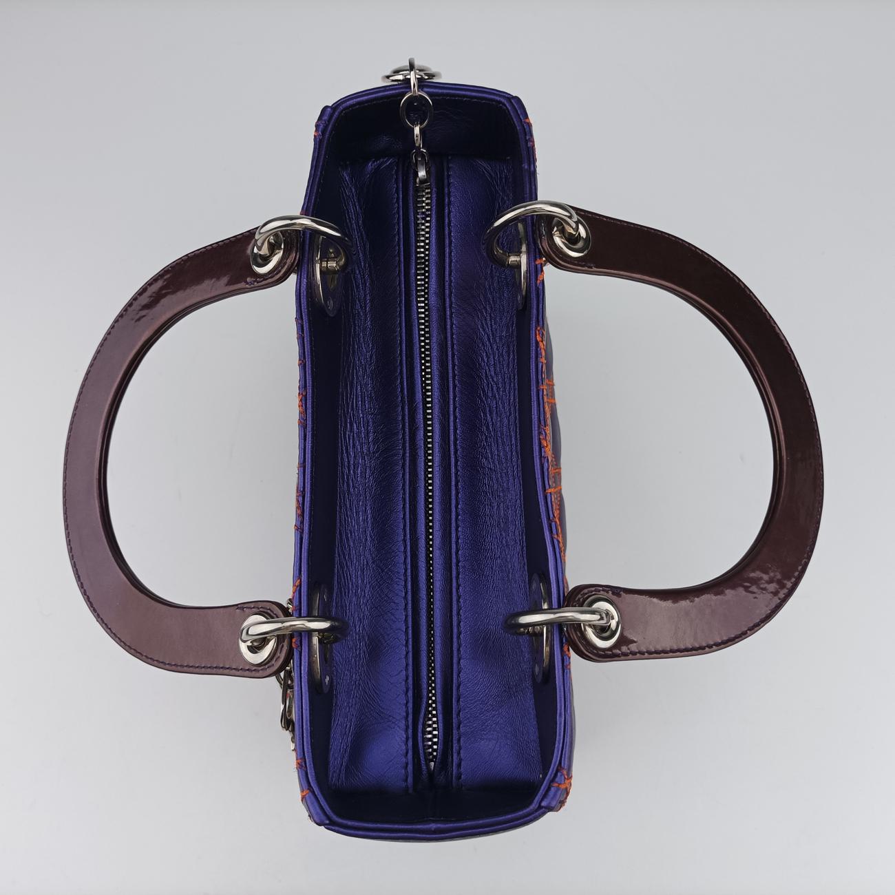 Pre-owned Christian Dior Lady Dior Purple x Orange x Brown Lambskin  shoulderbag | stylenewstar