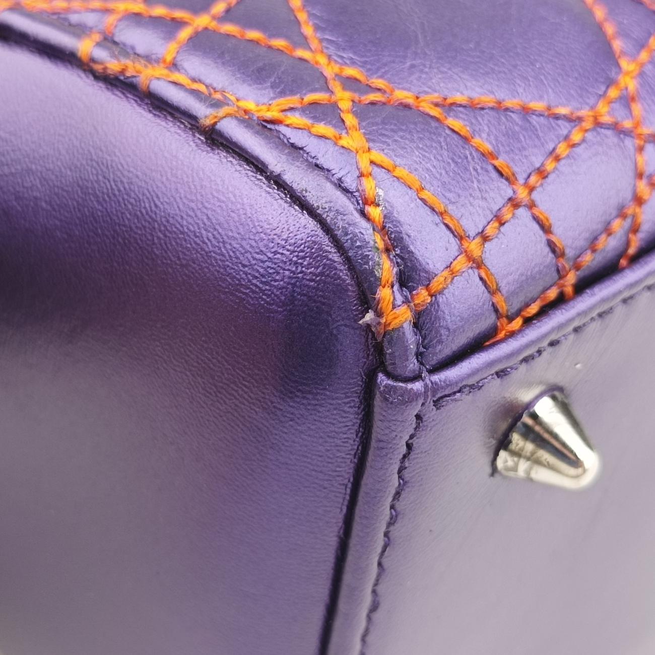 Pre-owned Christian Dior Lady Dior Purple x Orange x Brown Lambskin  shoulderbag | stylenewstar