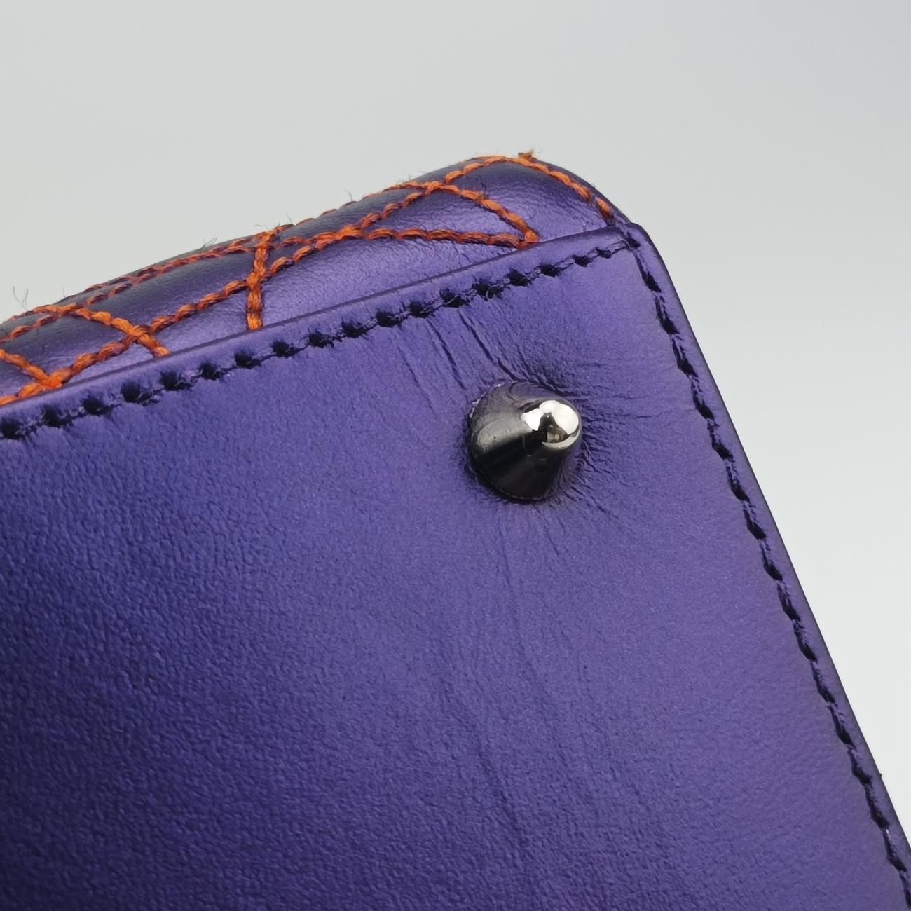 Pre-owned Christian Dior Lady Dior Purple x Orange x Brown Lambskin  shoulderbag | stylenewstar