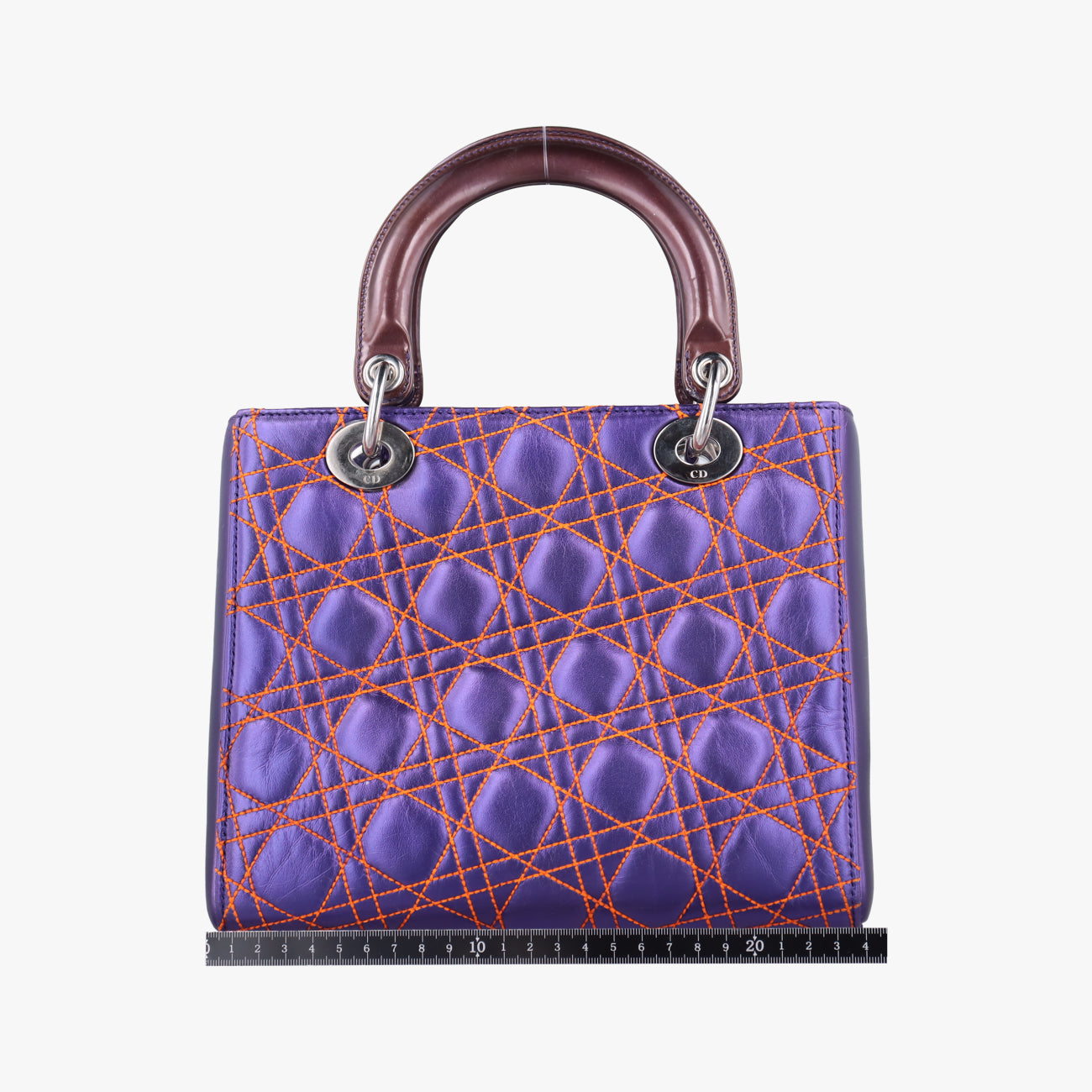 Pre-owned Christian Dior Lady Dior Purple x Orange x Brown Lambskin  shoulderbag | stylenewstar