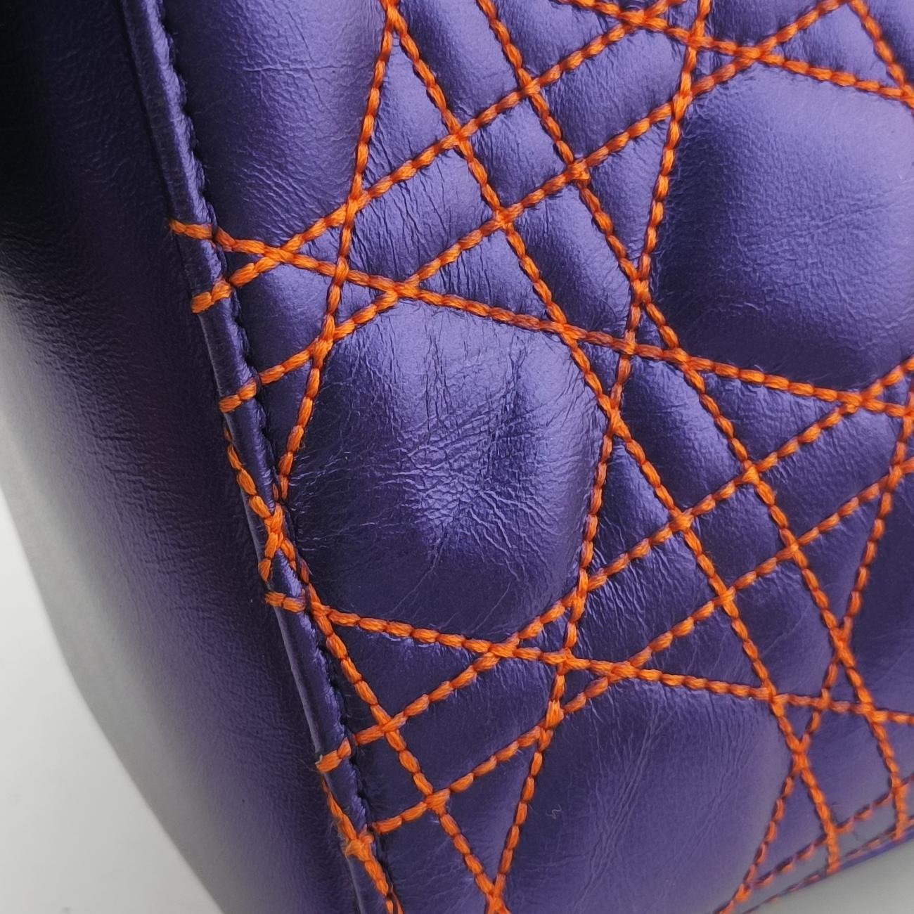 Pre-owned Christian Dior Lady Dior Purple x Orange x Brown Lambskin  shoulderbag | stylenewstar