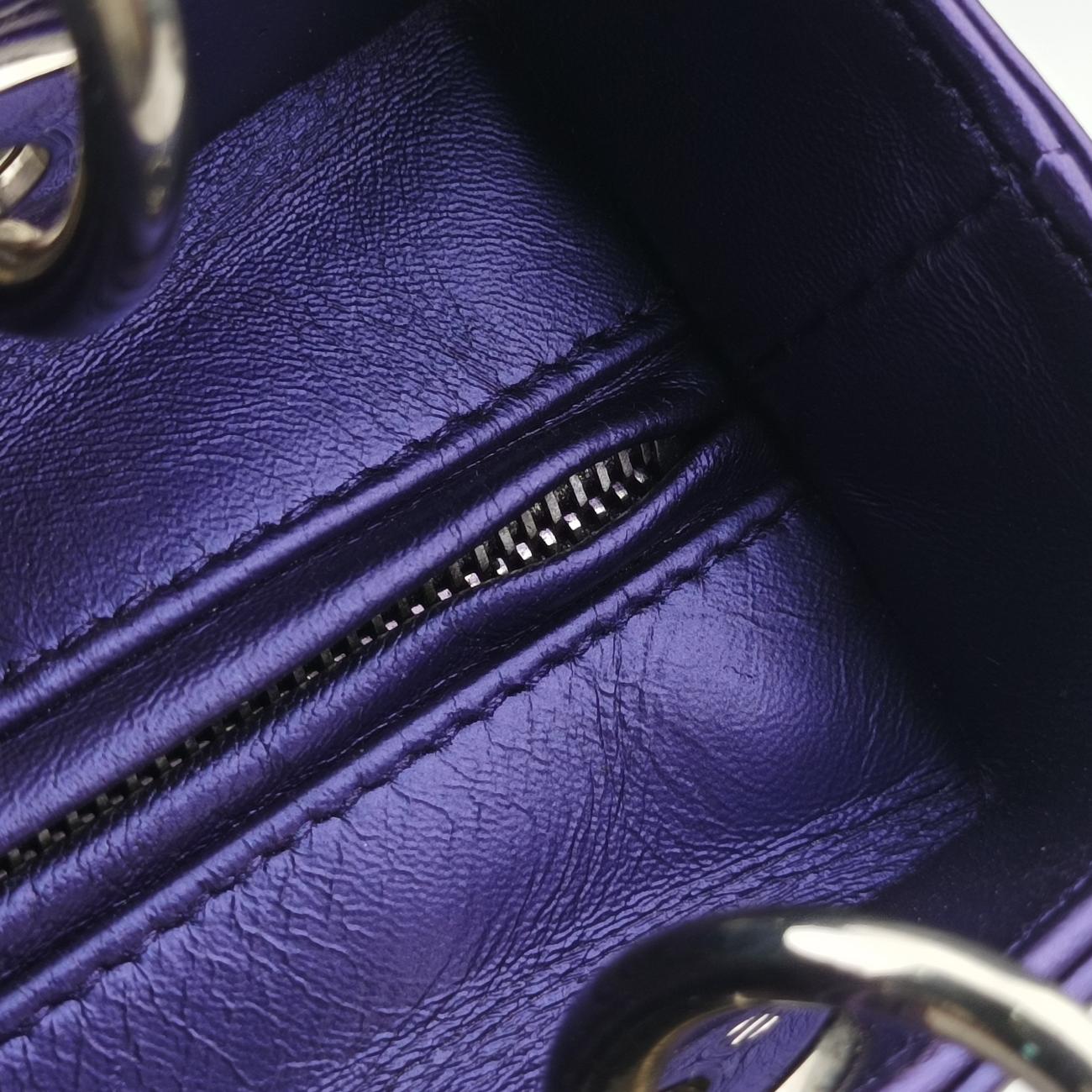 Pre-owned Christian Dior Lady Dior Purple x Orange x Brown Lambskin  shoulderbag | stylenewstar