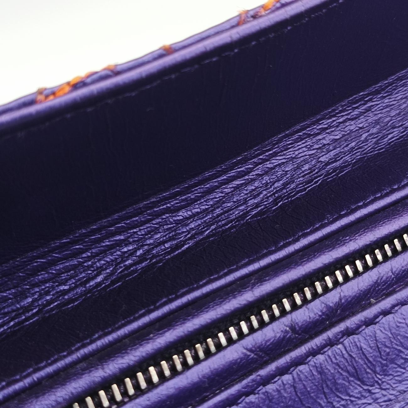 Pre-owned Christian Dior Lady Dior Purple x Orange x Brown Lambskin  shoulderbag | stylenewstar