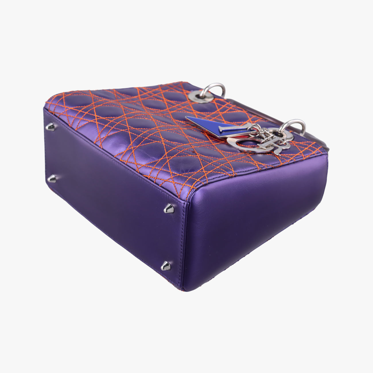 Pre-owned Christian Dior Lady Dior Purple x Orange x Brown Lambskin  shoulderbag | stylenewstar