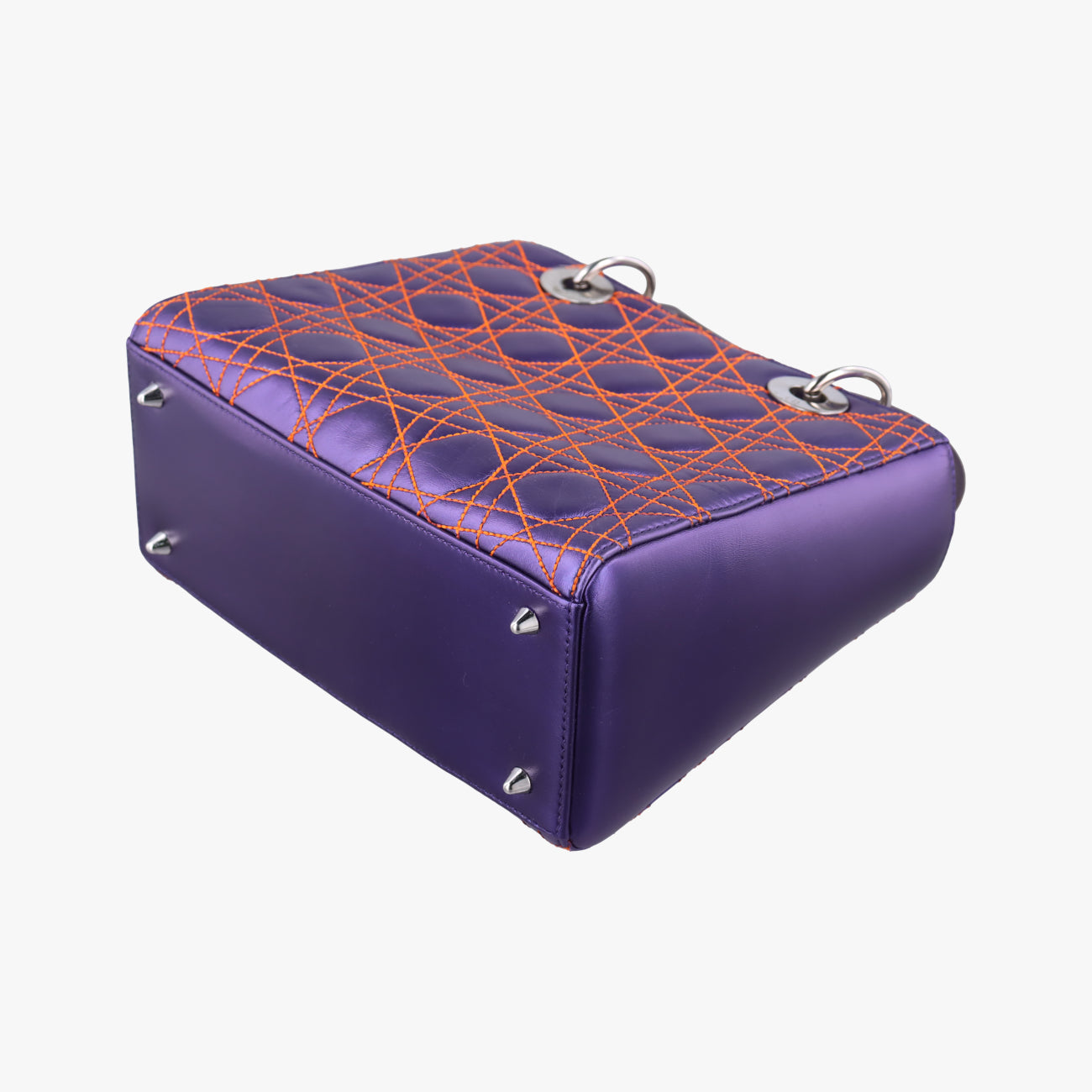 Pre-owned Christian Dior Lady Dior Purple x Orange x Brown Lambskin  shoulderbag | stylenewstar