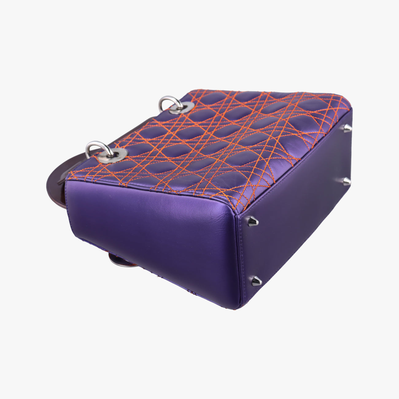 Pre-owned Christian Dior Lady Dior Purple x Orange x Brown Lambskin  shoulderbag | stylenewstar