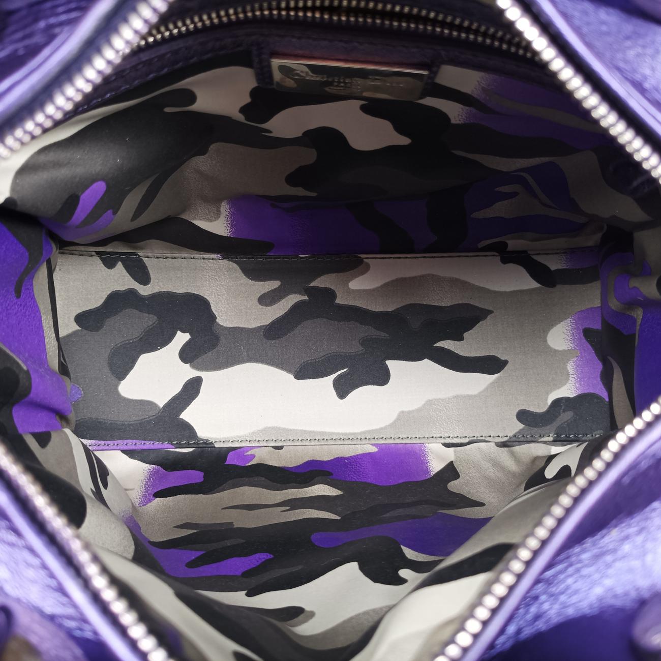 Pre-owned Christian Dior Lady Dior Purple x Orange x Brown Lambskin  shoulderbag | stylenewstar