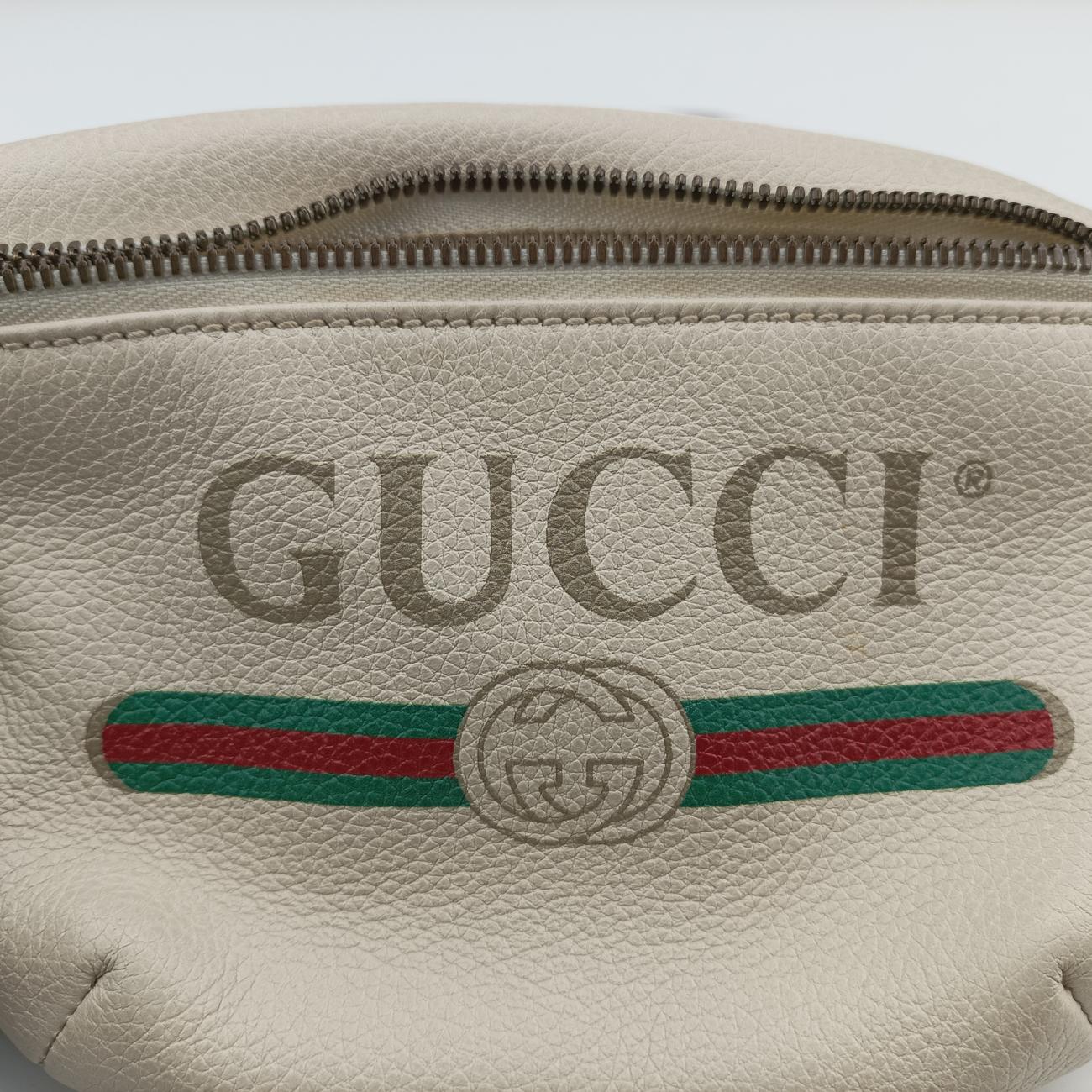 Pre-owned Gucci GUCCI Print White Leather 527792 bum bag/waist bag | stylenewstar