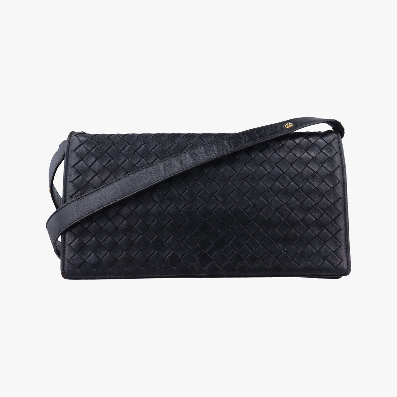 Pre-owned Bottega Veneta Intrecciato Black lambskin  shoulderbag | stylenewstar